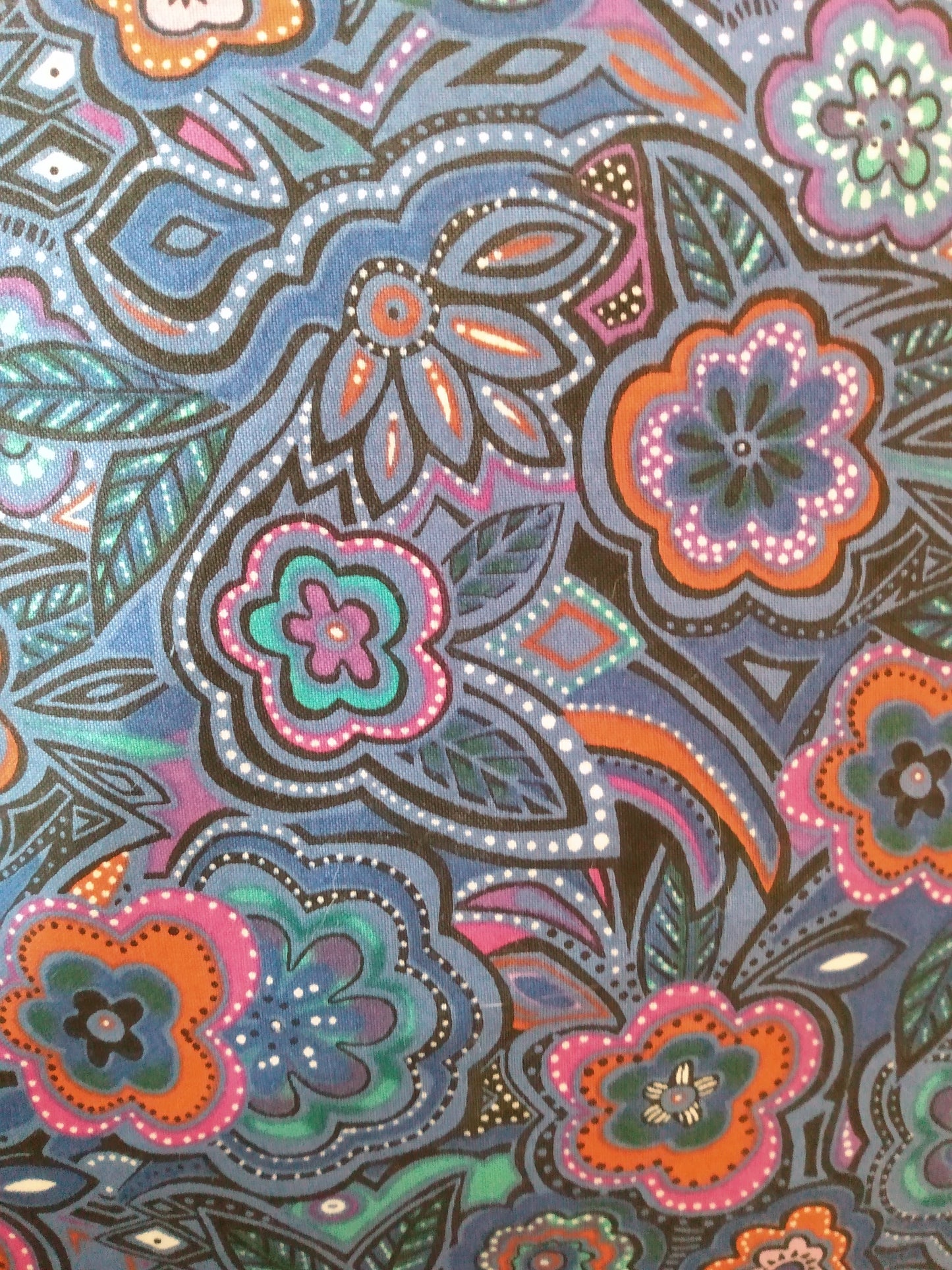 Cushion Cover Multicolor Floral Blue Background Cotton