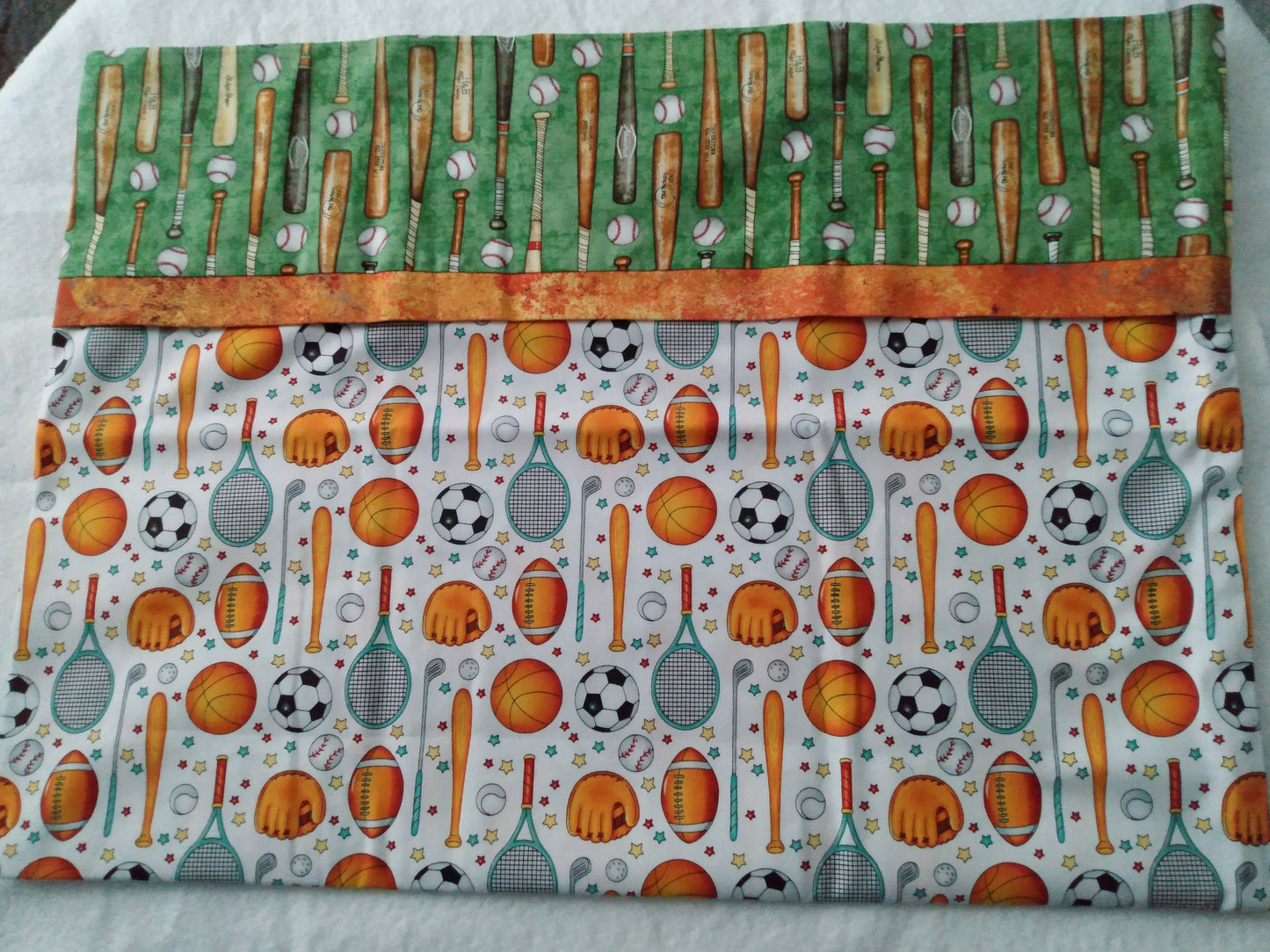 100% Cotton Pillowcase Sports Equipment Green Orange