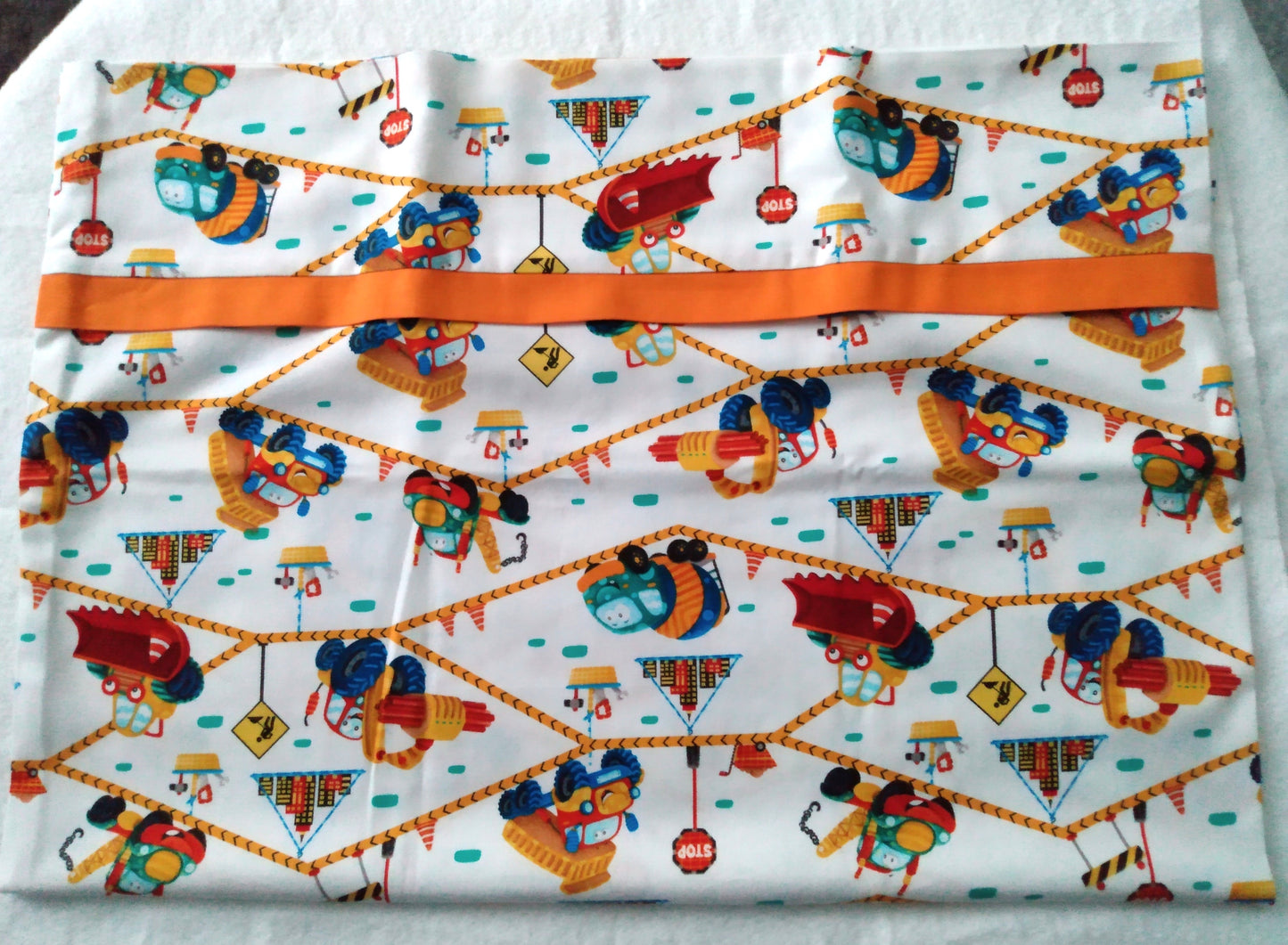100% Cotton Pillowcase Construction Trucks