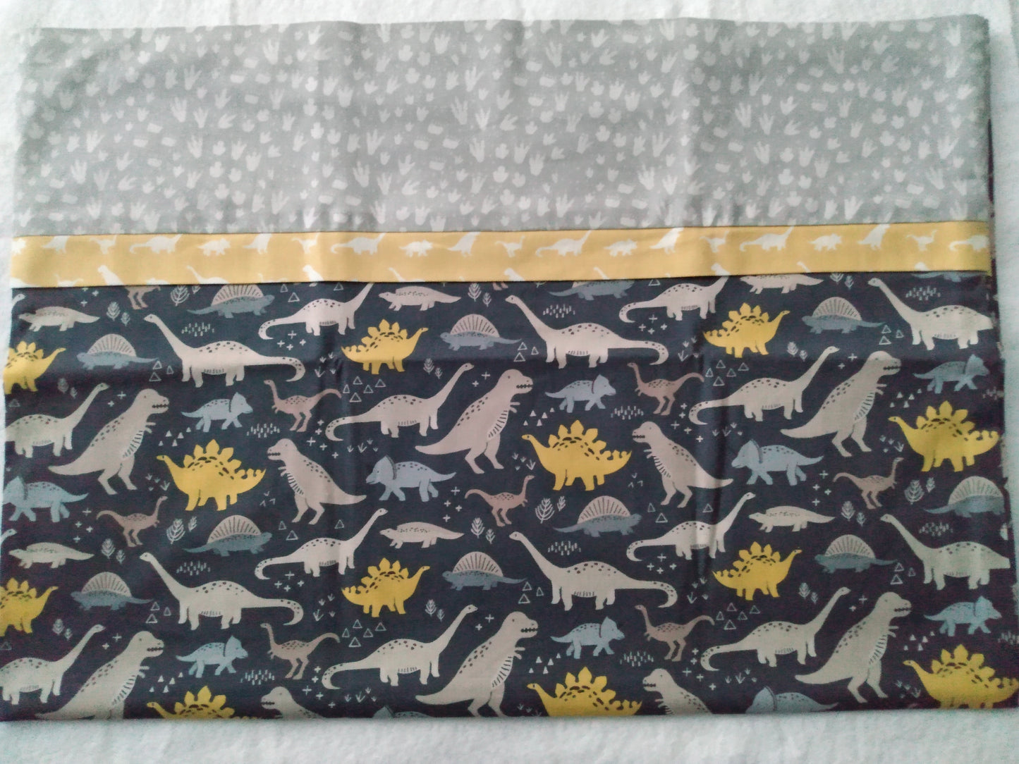 100% Cotton Pillowcase Dinosaurs Yellow Grey