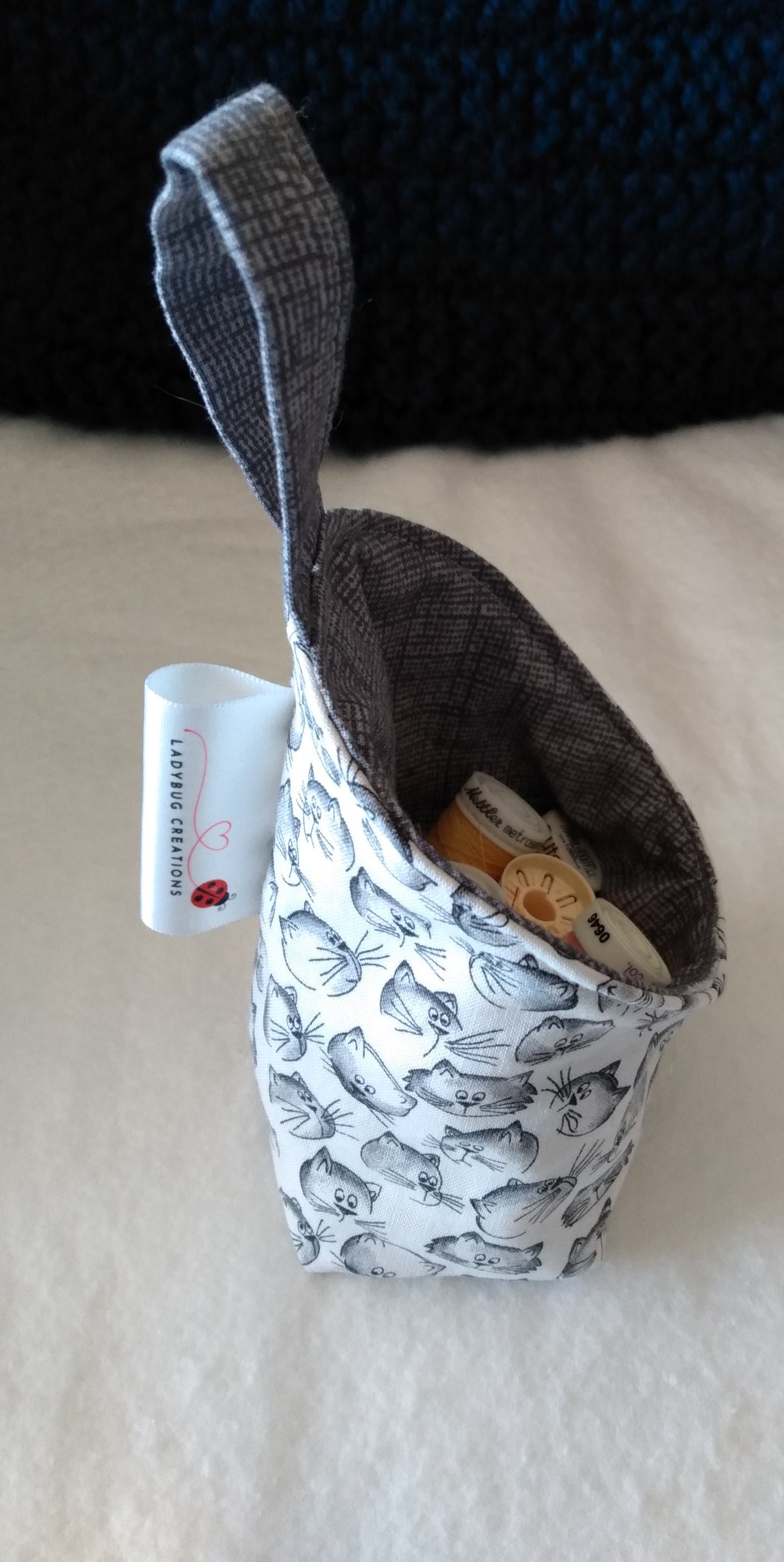 Hanging Basket Cotton Storage Pod Basket Cat Faces Mini