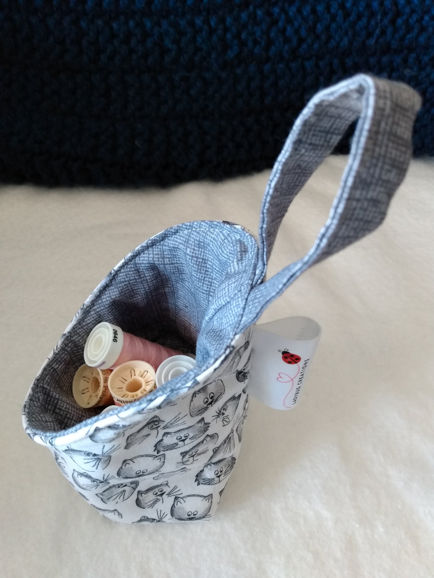 Hanging Basket Cotton Storage Pod Basket Cat Faces Mini