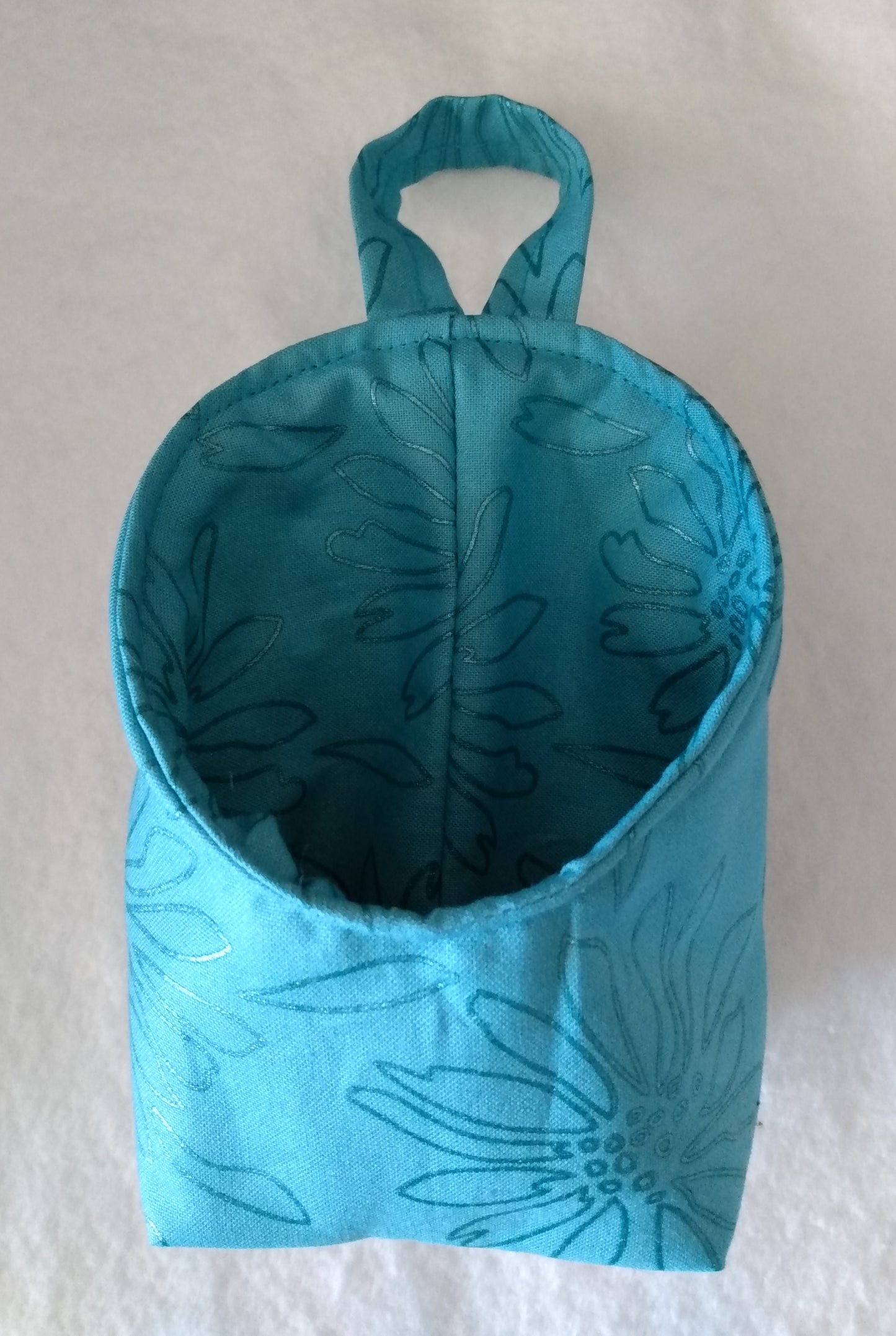 Hanging Basket Cotton Storage Pod Basket Teal Floral Mini