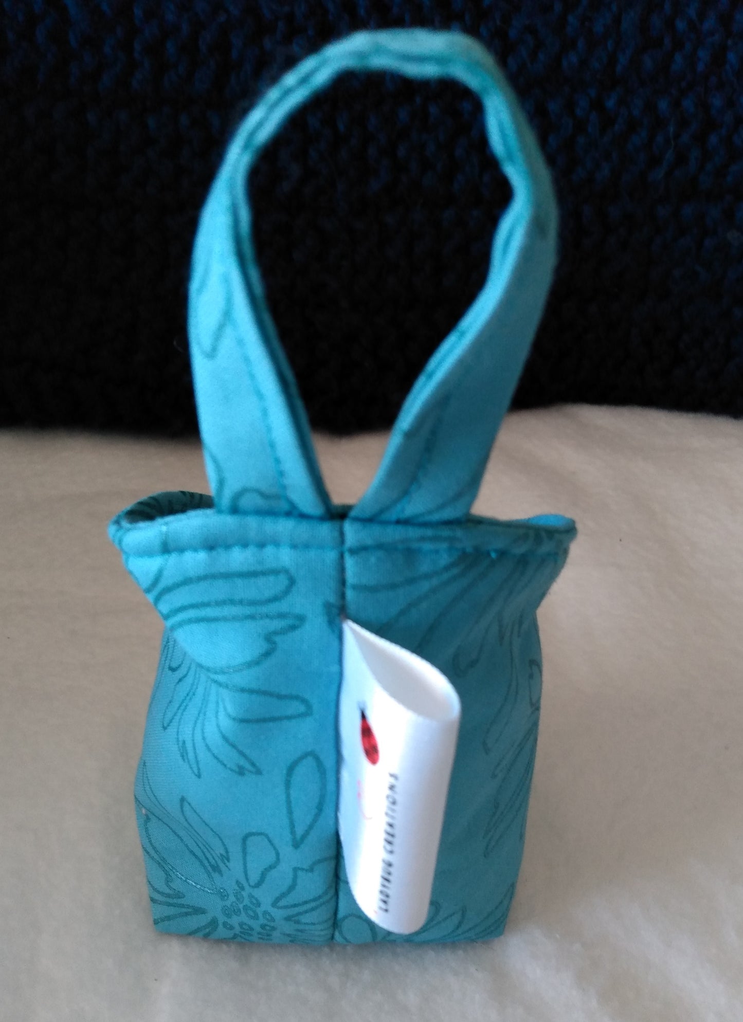 Hanging Basket Cotton Storage Pod Basket Teal Floral Mini