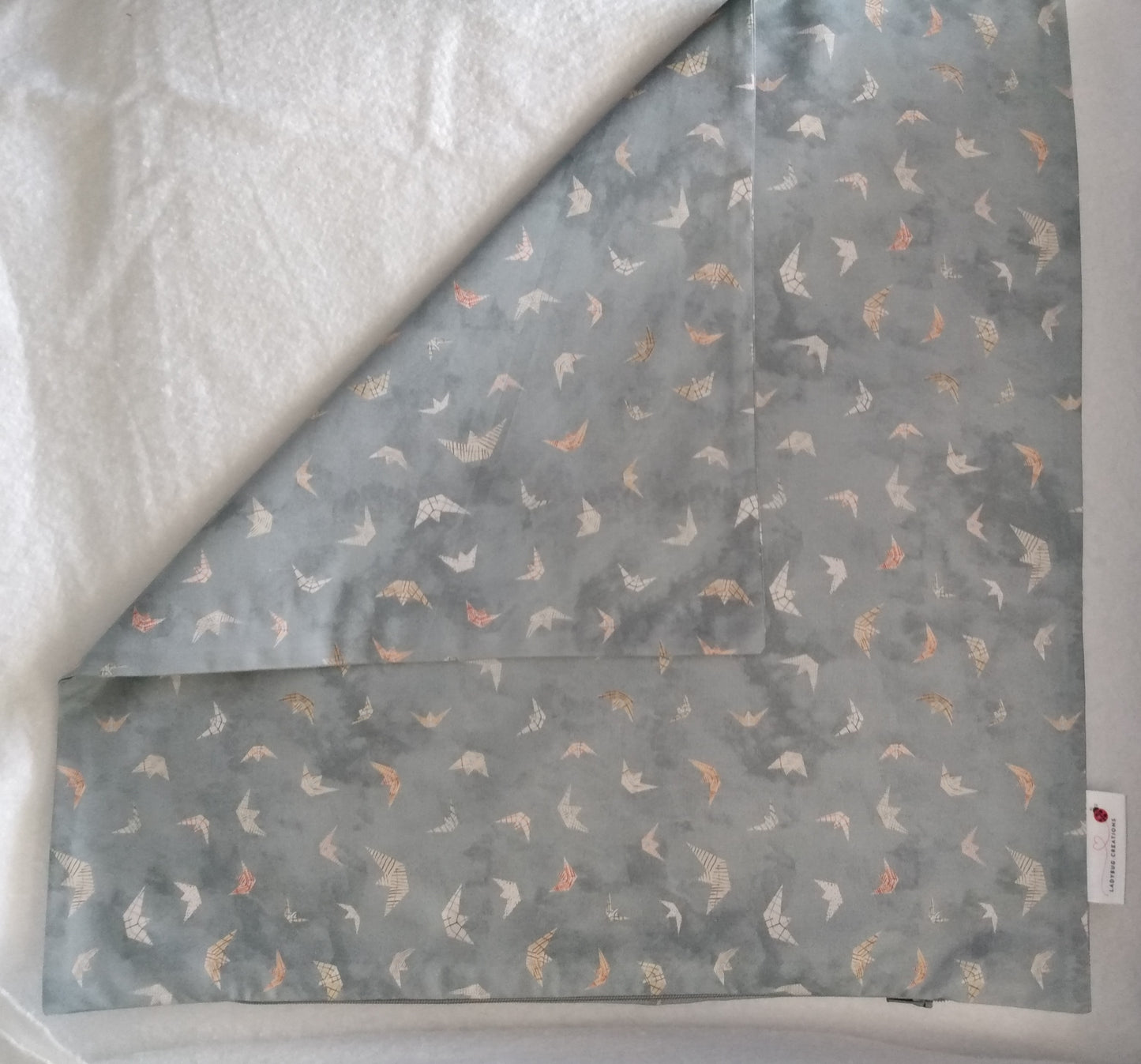 Cushion Cover Origami Boats on Grey Cotton