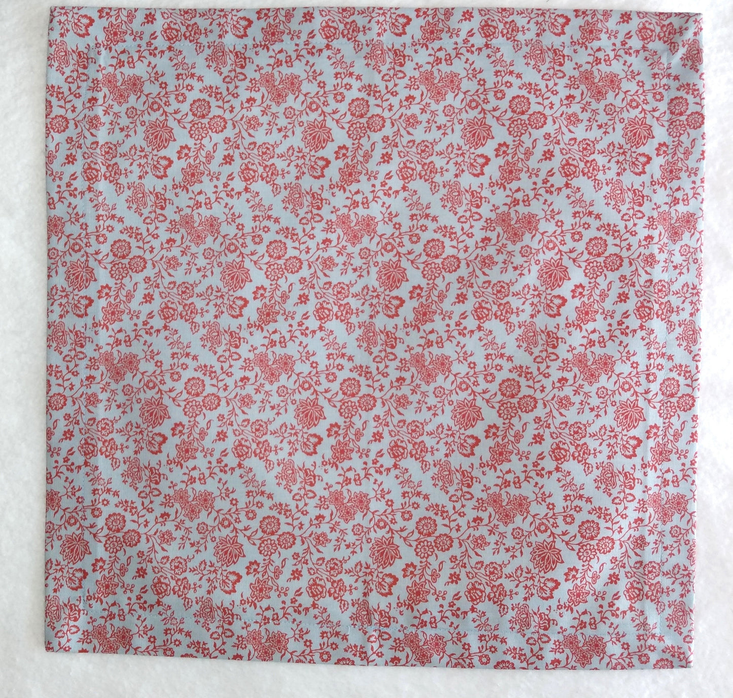 Napkins 100% Liberty Print Cotton Red Floral Light Blue 16 by 16 Dinner