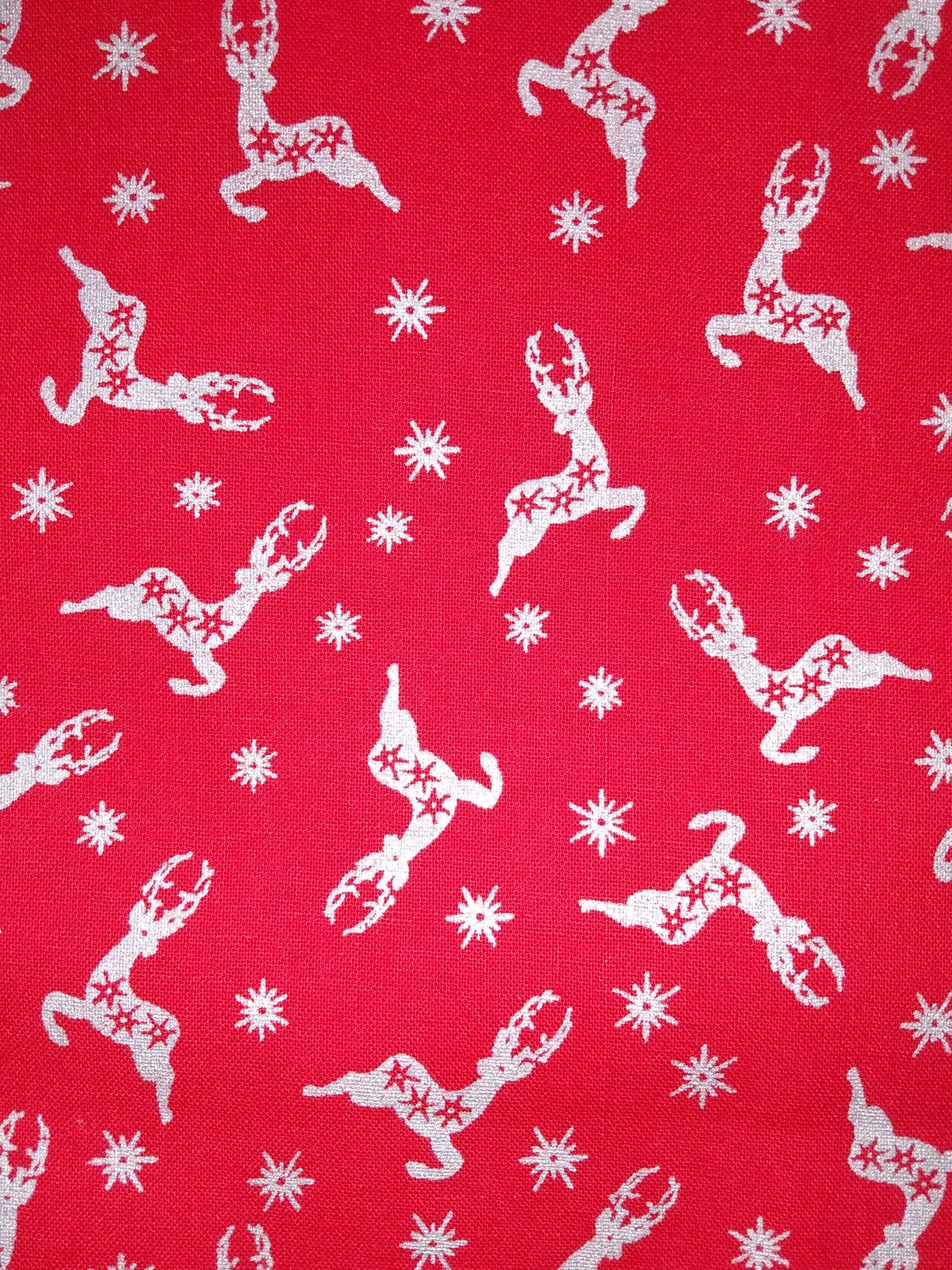 Napkins 100% Cotton Red Silver Deer