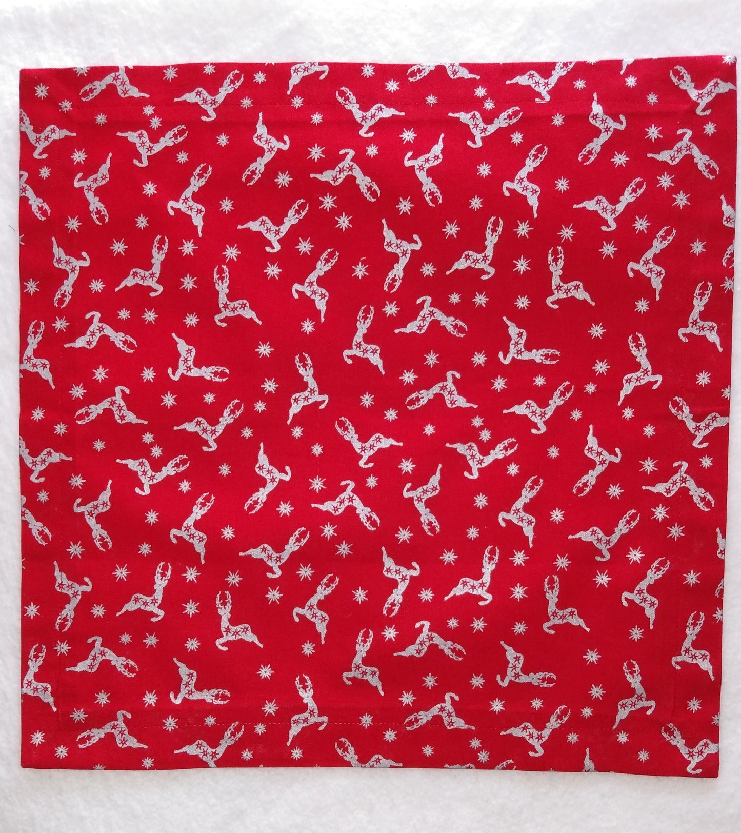 Napkins 100% Cotton Red Silver Deer