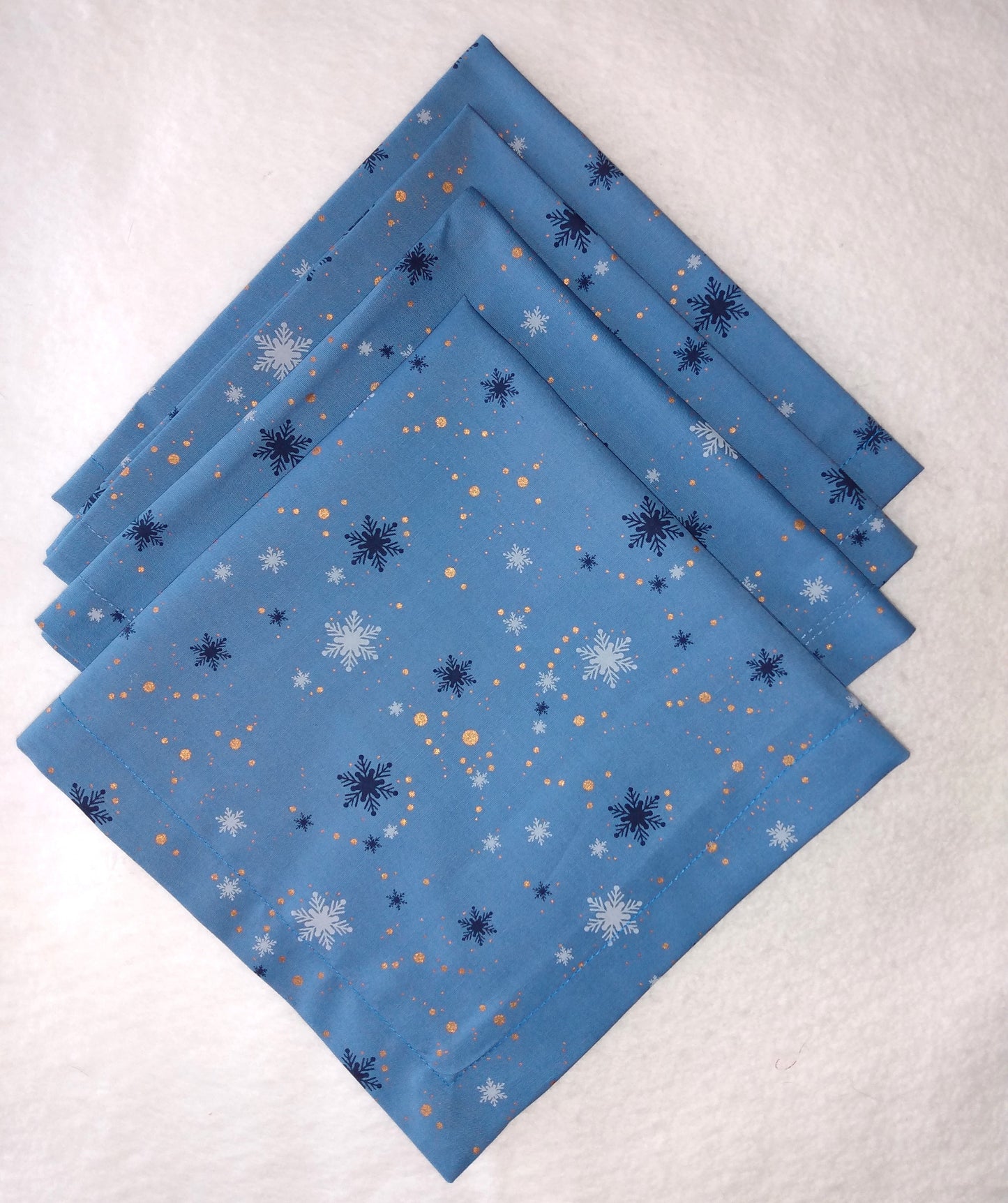 Napkins 100% Cotton Snowflakes Light Blue