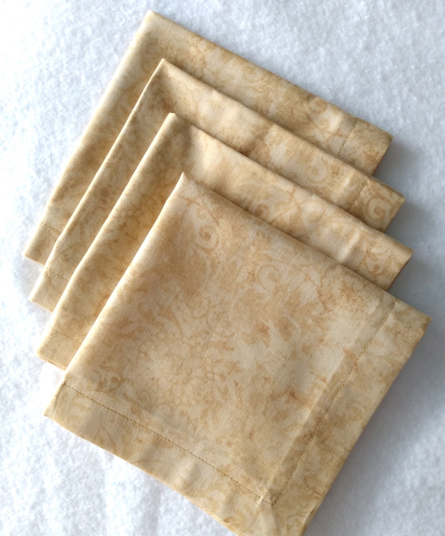 Napkins 100% Cotton Gold Floral Gold Background