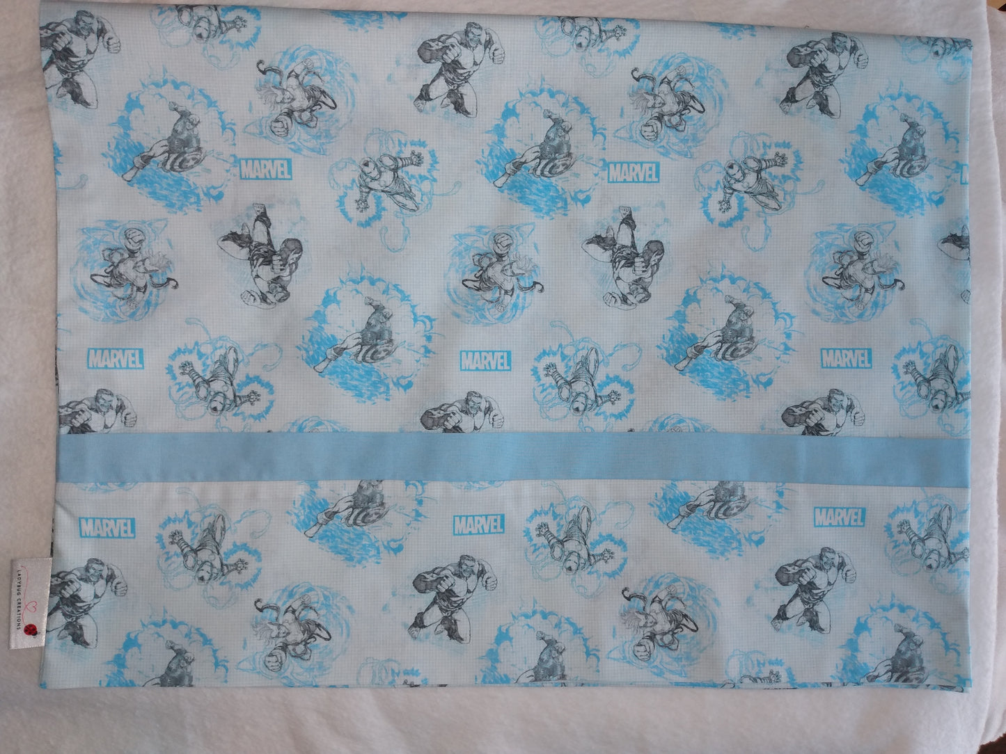 100% Cotton Pillowcase Marvel Light Blue White