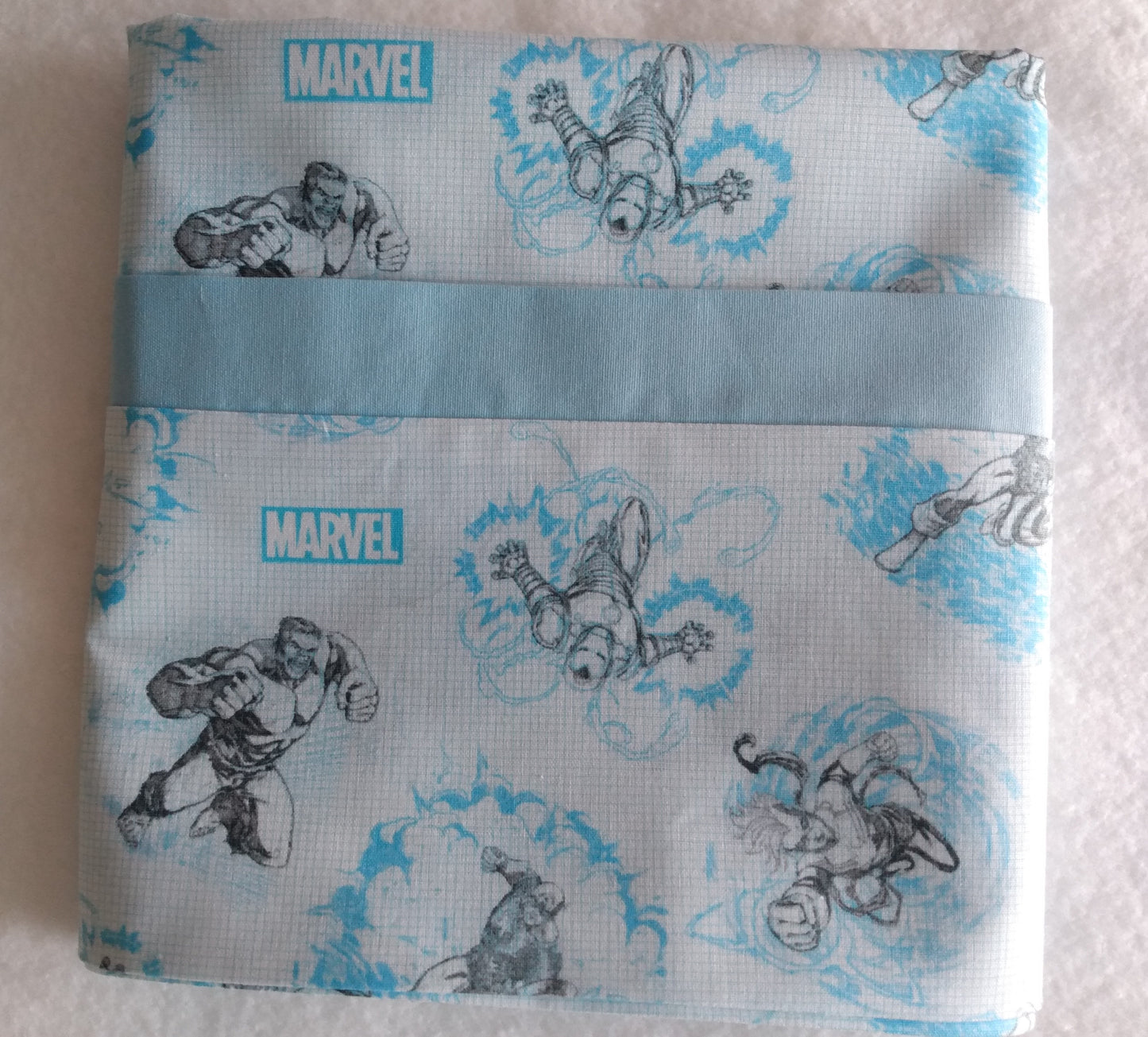 100% Cotton Pillowcase Marvel Light Blue White