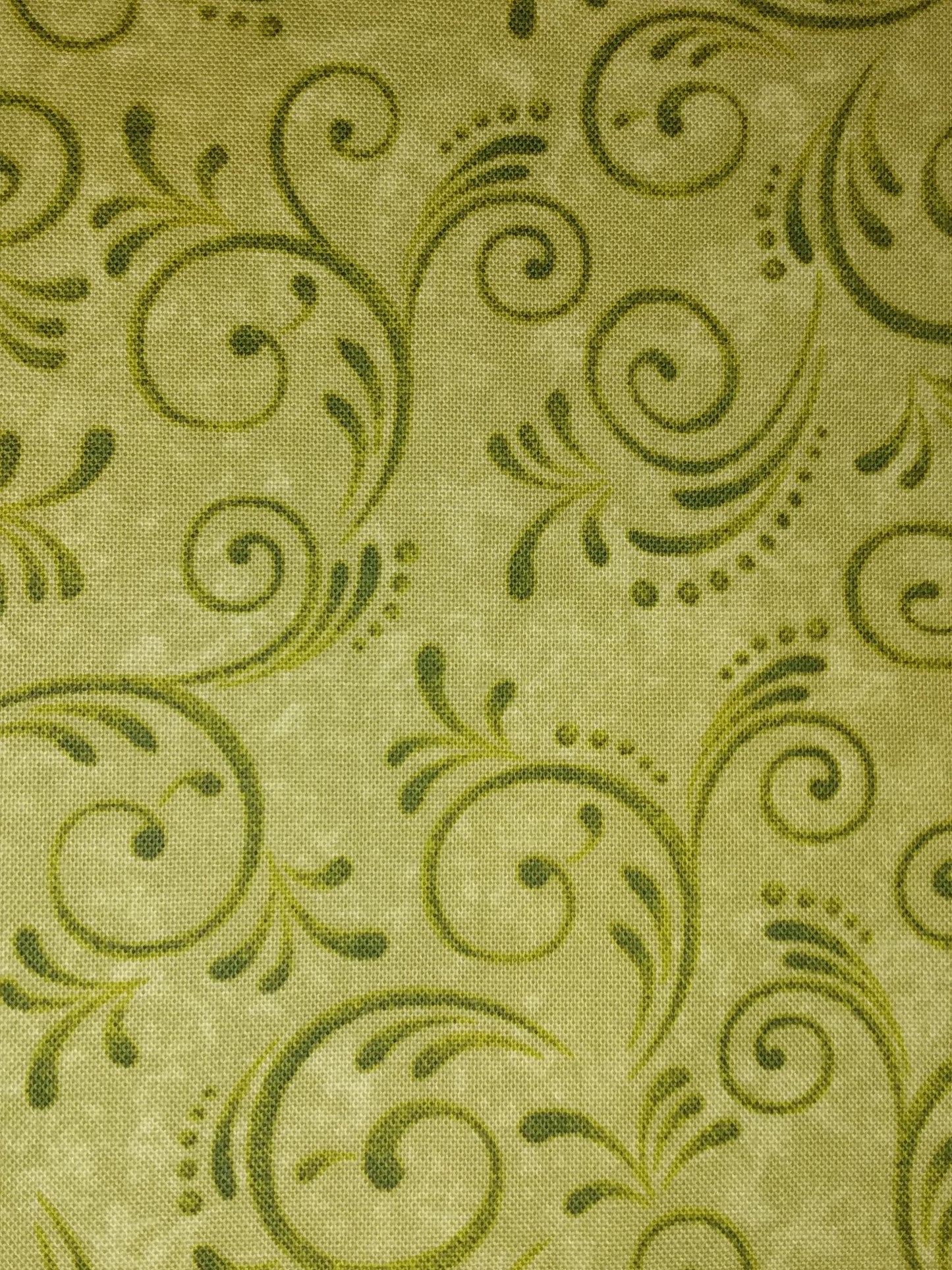 Table Runner Reversible 100% Cotton Green and Gold Swirl