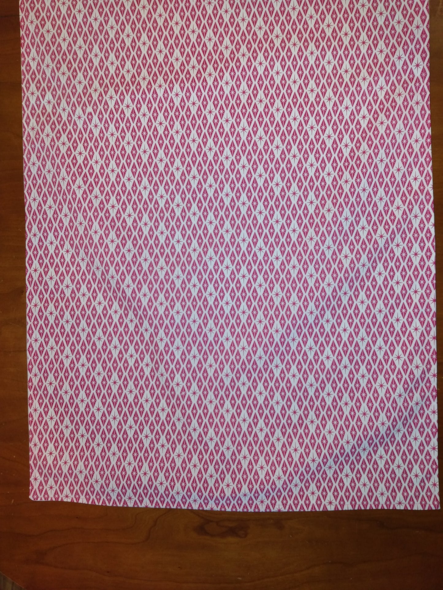 Table Runner 100% Cotton Red White Mid-Century Modern