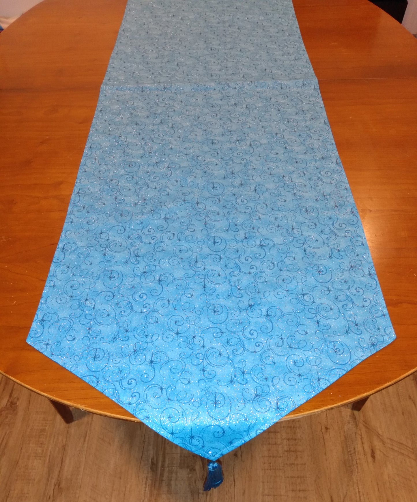 Table Runner 100% Cotton Blue Sparkly