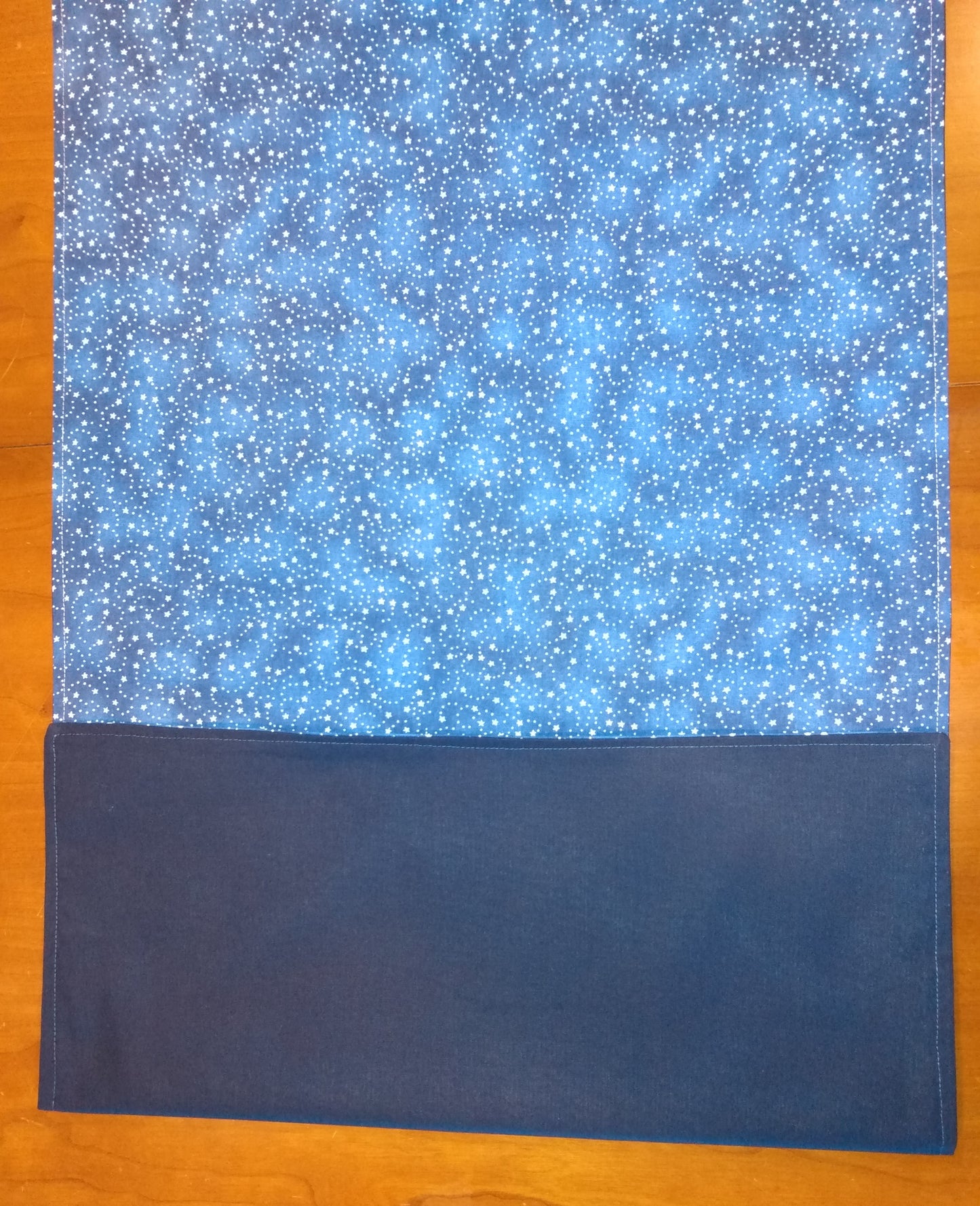 Table Runner 100% Cotton Silver Stars Swirls Blue