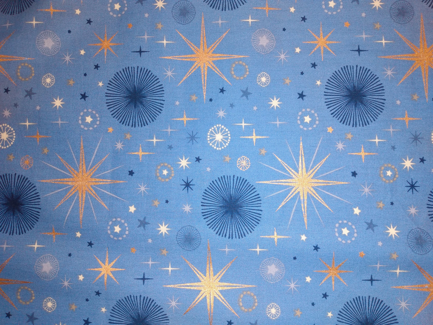 Table Runner 100% Cotton Blue Bronze Mid-century Modern