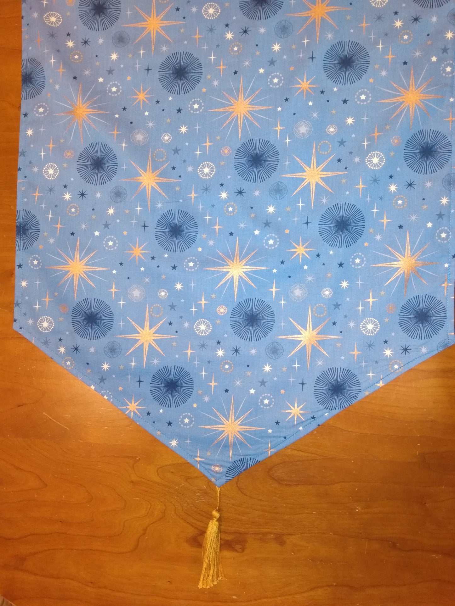 Table Runner 100% Cotton Blue Bronze Mid-century Modern