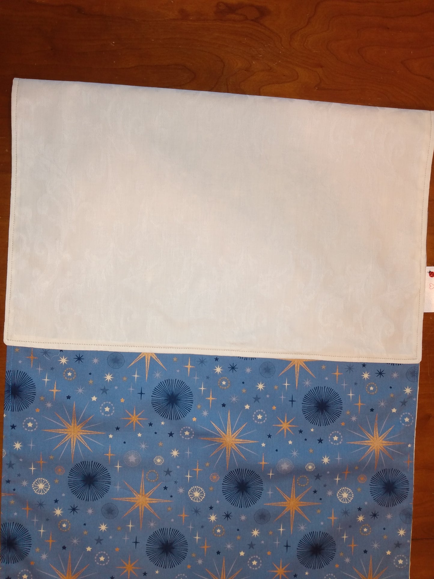 Table Runner Reversible 100% Cotton Blue Bronze Mid-century Modern