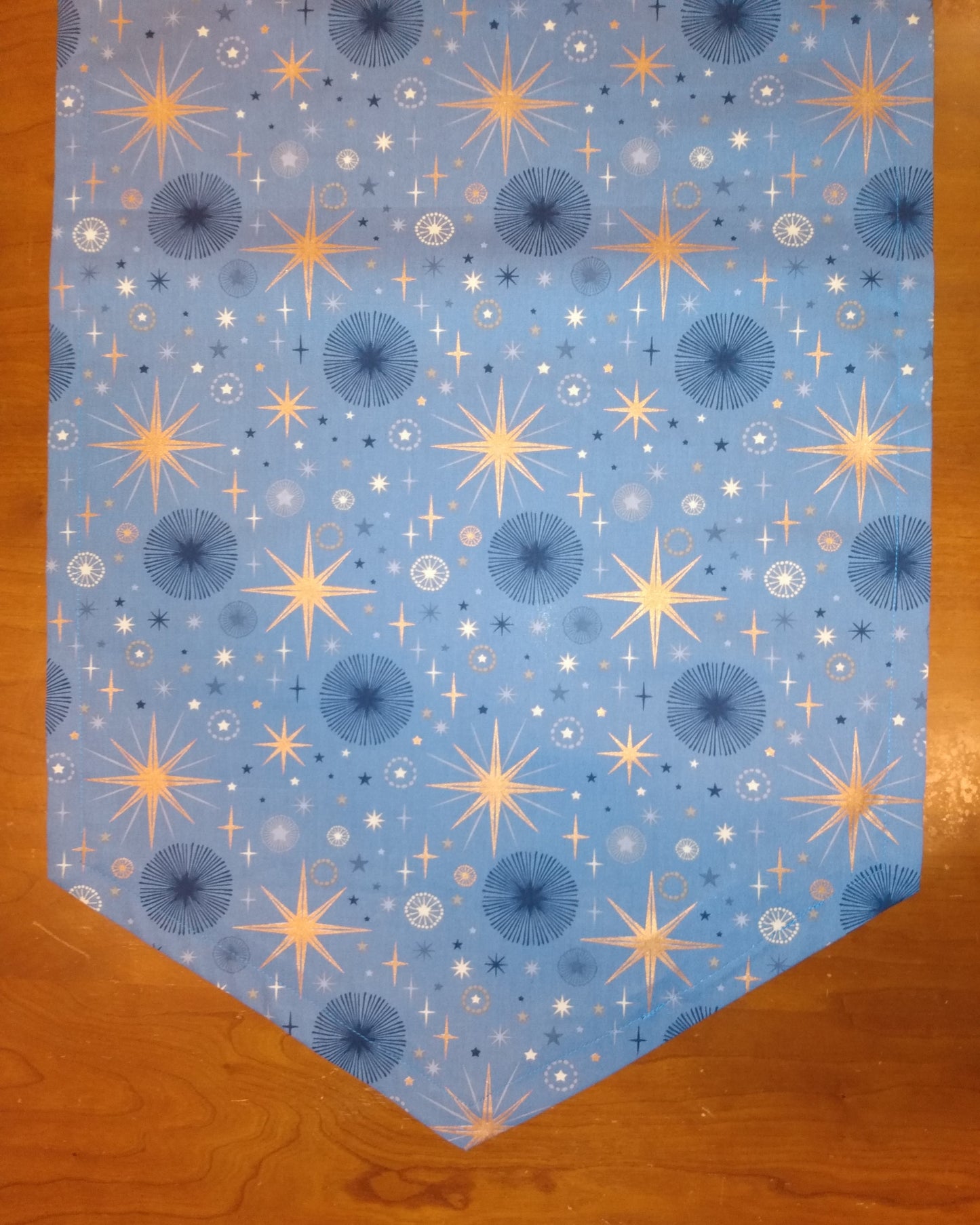 Table Runner 100% Cotton Blue Bronze Mid-century Modern 60"