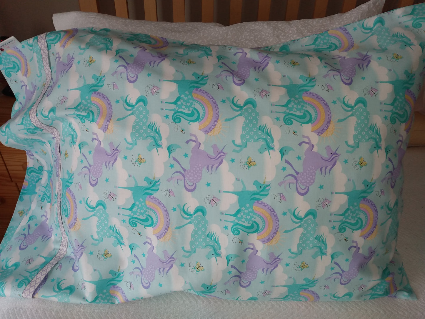100% Cotton Pillowcase Unicorns Purple Aqua Rainbows