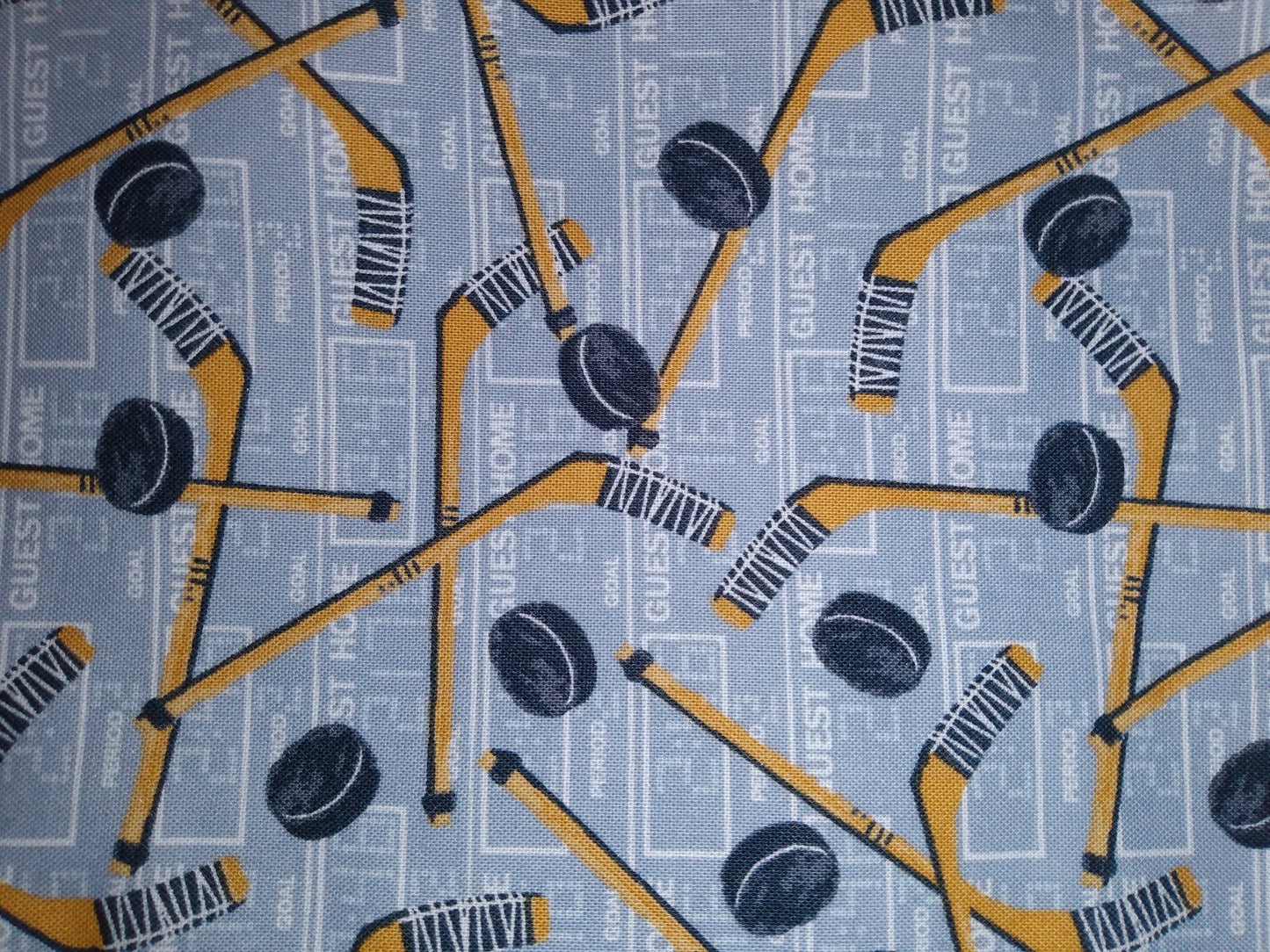 Lunch Bag Cotton Grey Hockey Sticks and Pucks