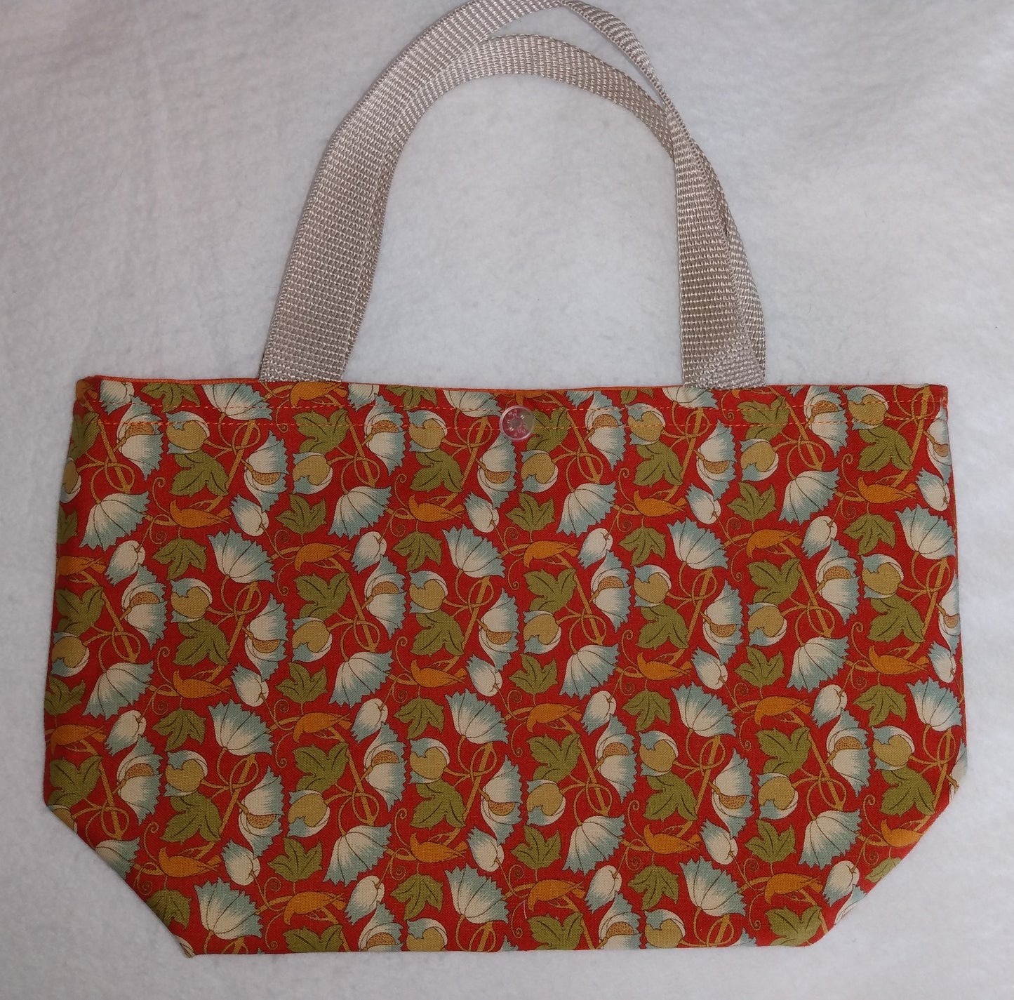 Lunch Bag Cotton Floral with Blue and White Flowers