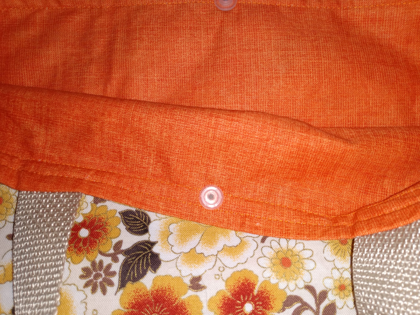 Lunch Bag Cotton Japanese Floral Print Bronze