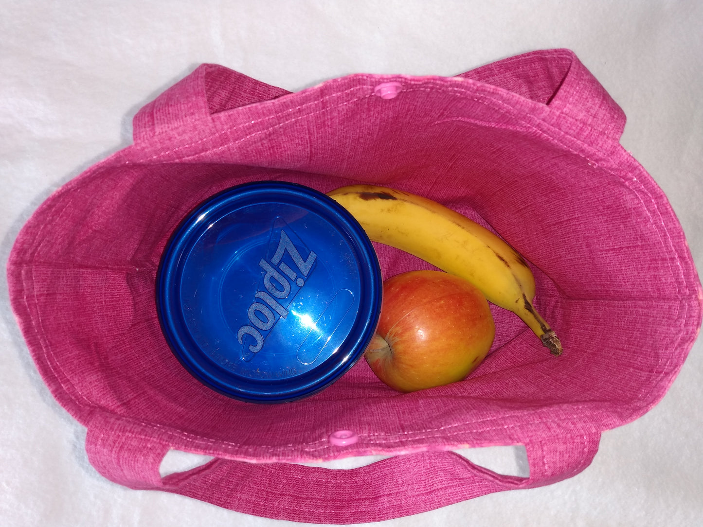 Lunch Bag Pink Bubbles Cotton