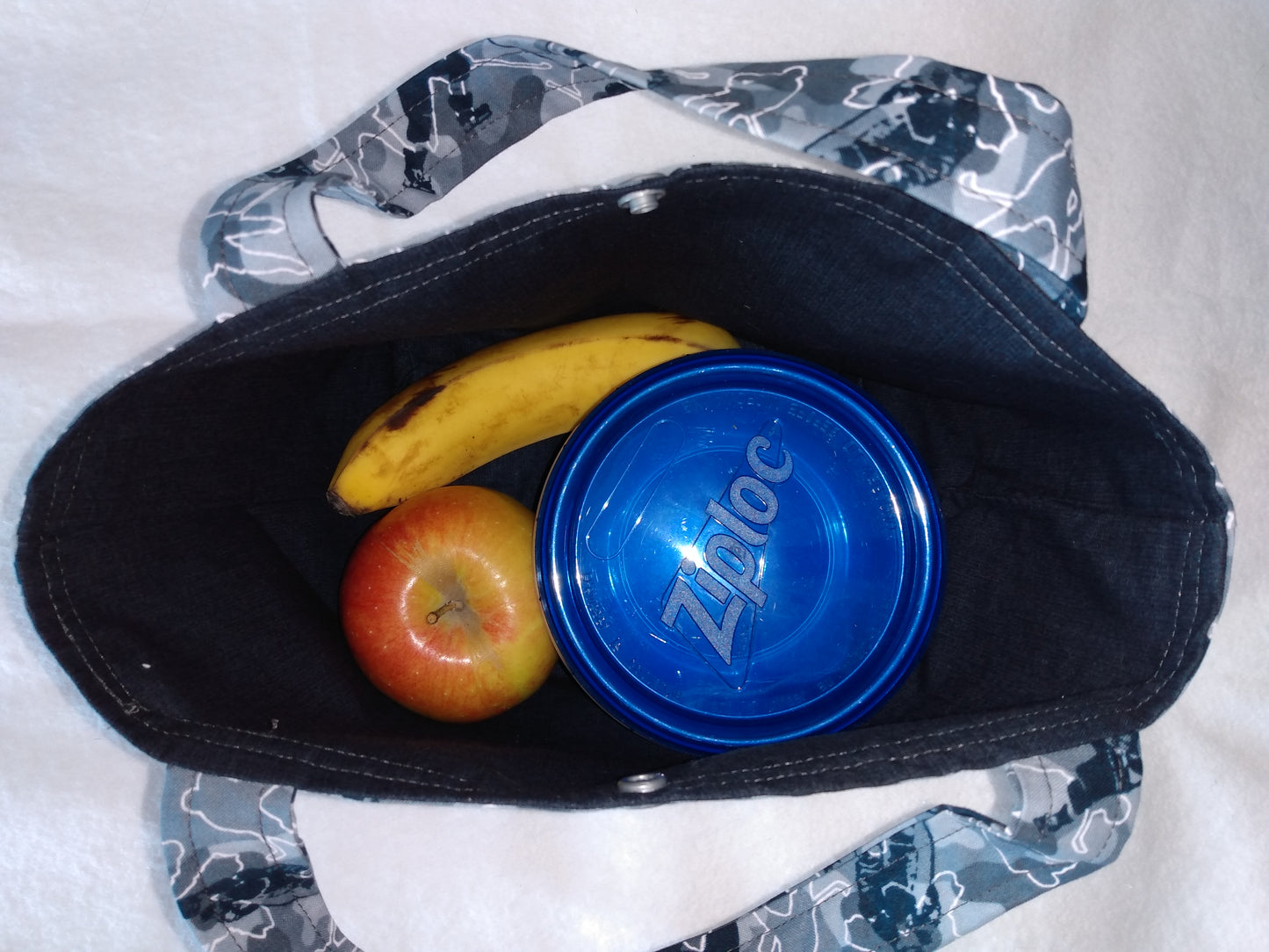 Lunch Bag Cotton Grey Camouflage with Hockey Player