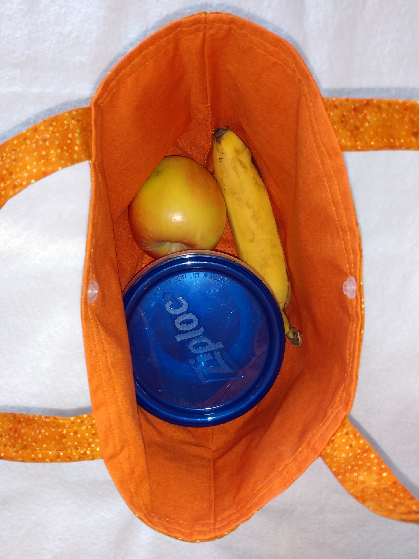 Lunch Bag Cotton Bronze with Gold Dots