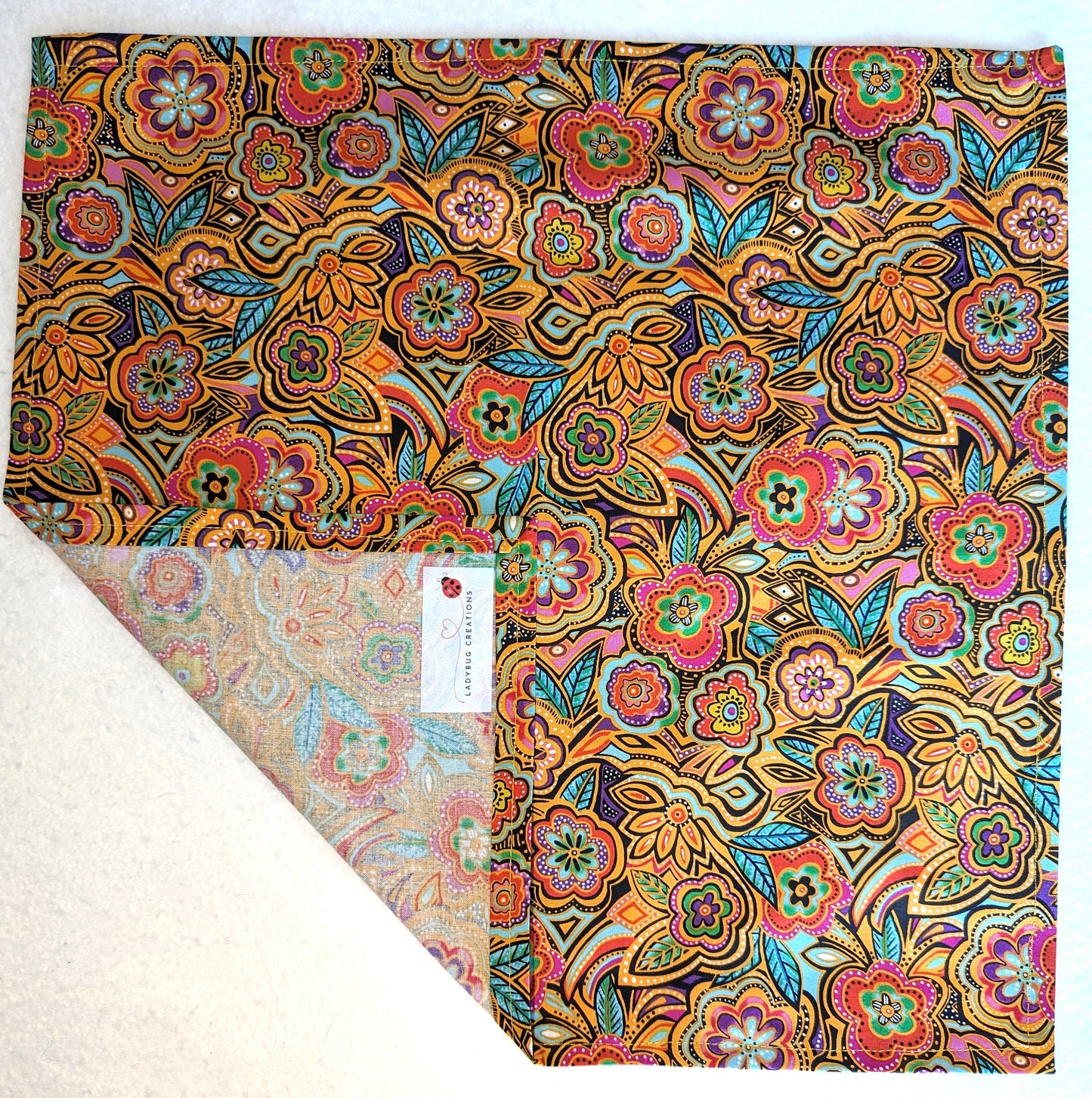 Napkins 100% Cotton Laurel Burch Rust Orange Paisley Floral