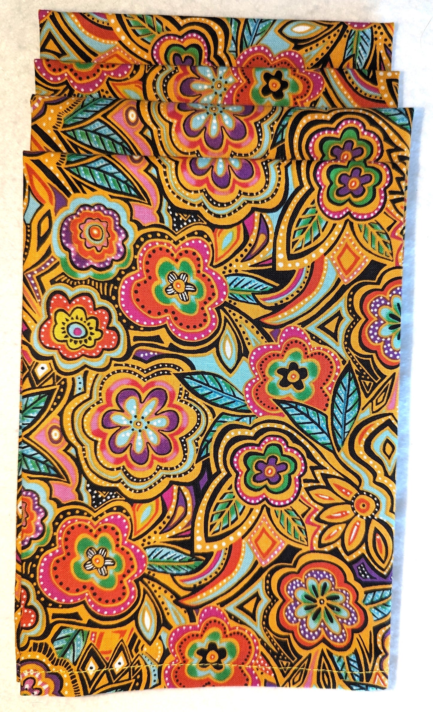 Napkins 100% Cotton Laurel Burch Rust Orange Paisley Floral