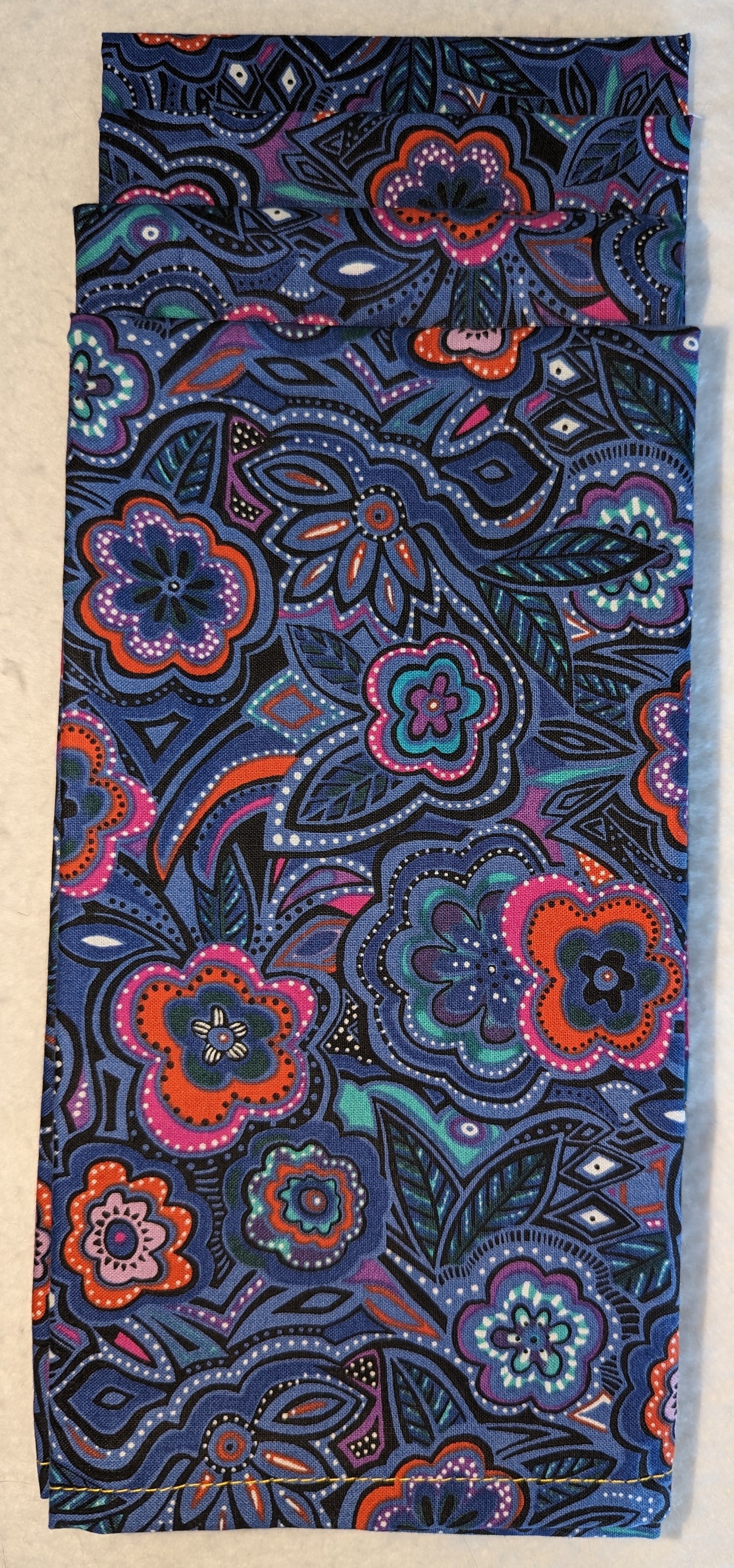 Napkins 100% Cotton Laurel Burch Blue Teal Paisley Floral