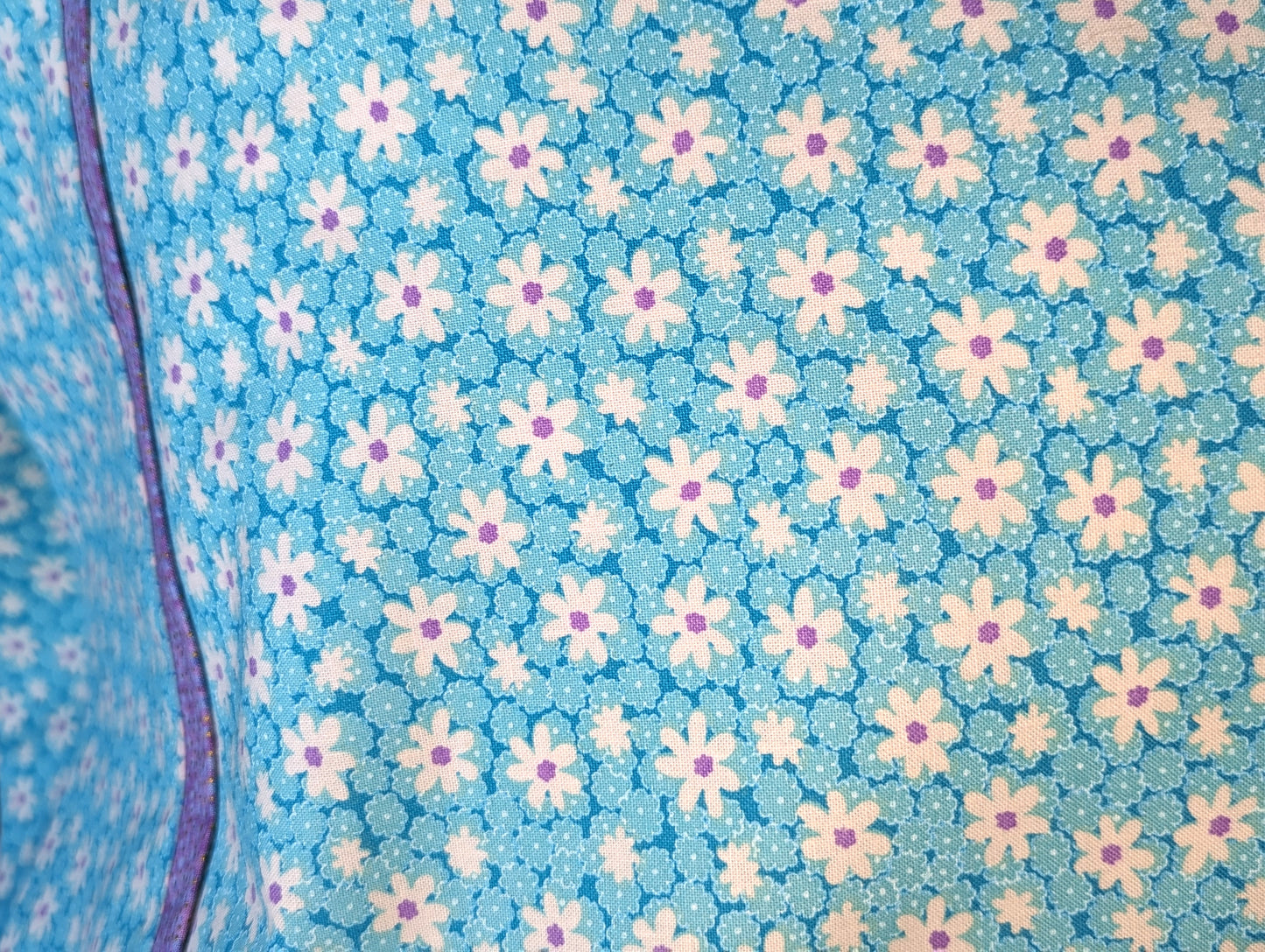 100% Cotton Pillowcase White Daisies Teal Purple