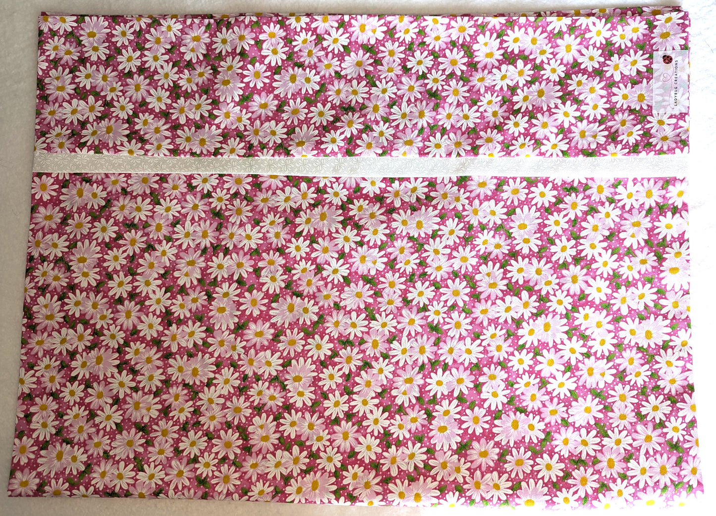 100% Cotton Pillowcase Daisies White Pink