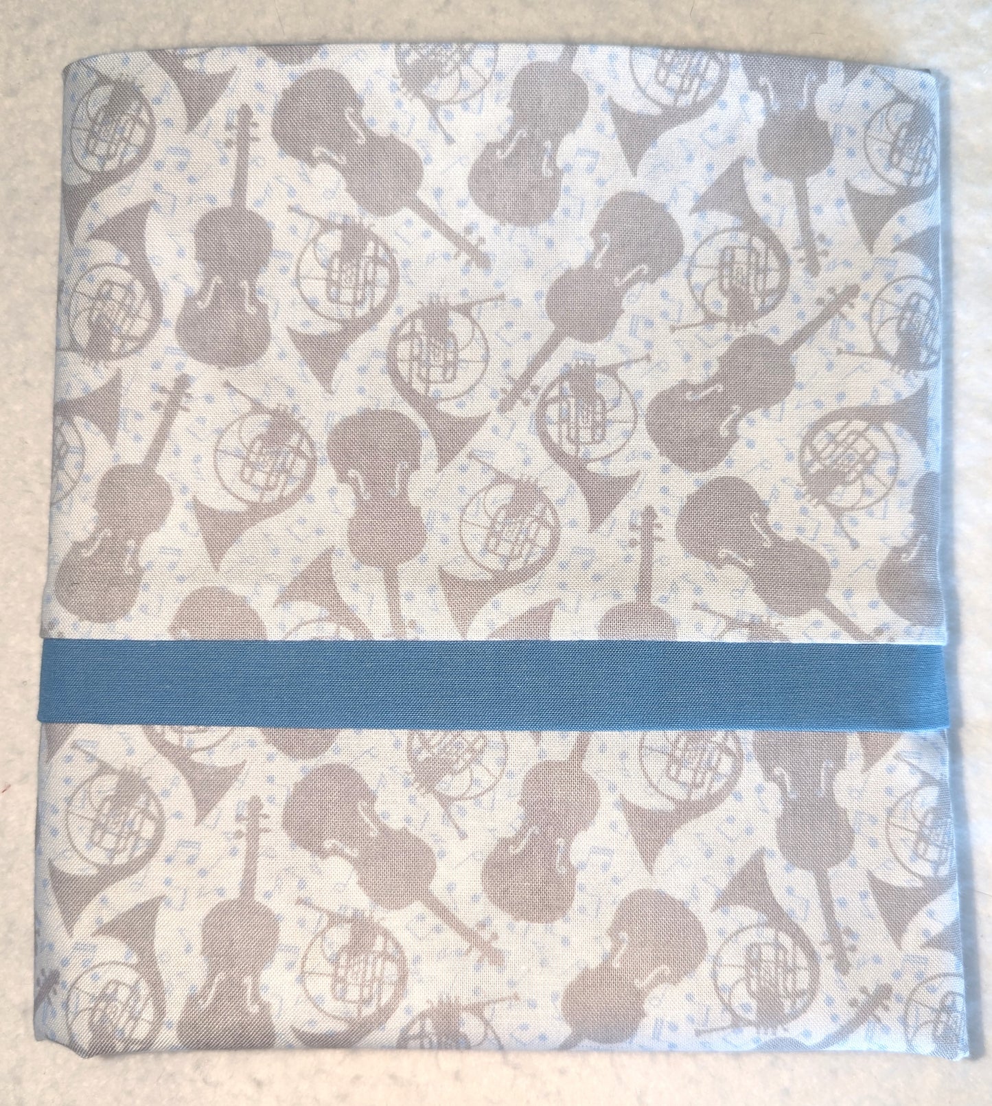 100% Cotton Pillowcase Musical Instruments Blue Grey