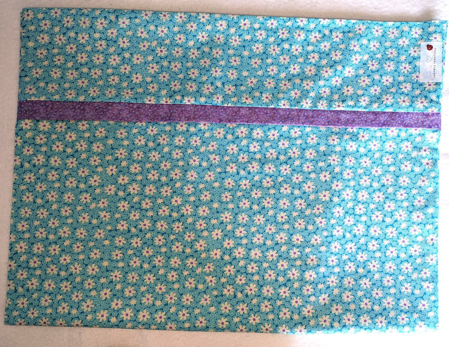 100% Cotton Pillowcase White Daisies Teal Purple