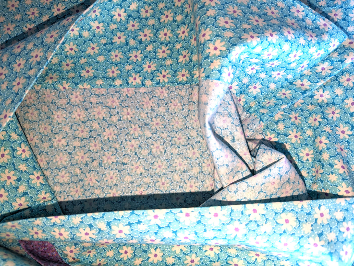 100% Cotton Pillowcase White Daisies Teal Purple