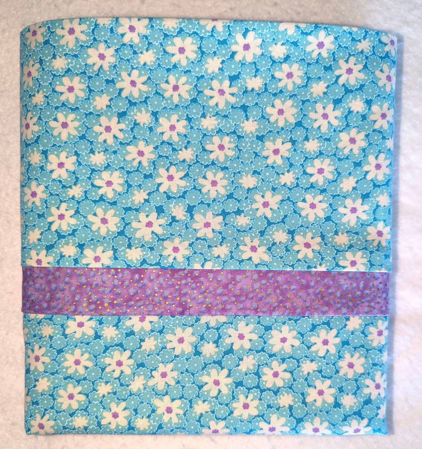 100% Cotton Pillowcase White Daisies Teal Purple