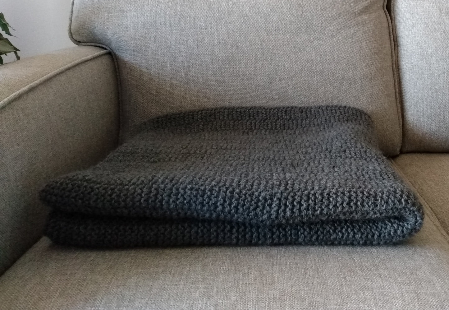 Blanket 100% Highland Grey Wool Hand Knit Throw