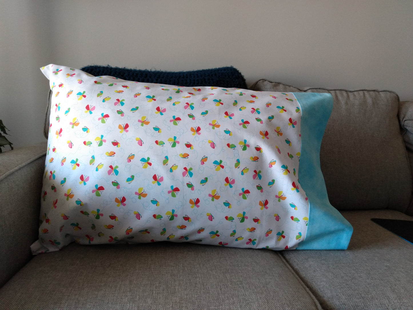 100% Cotton Pillowcase Butterflies Blue