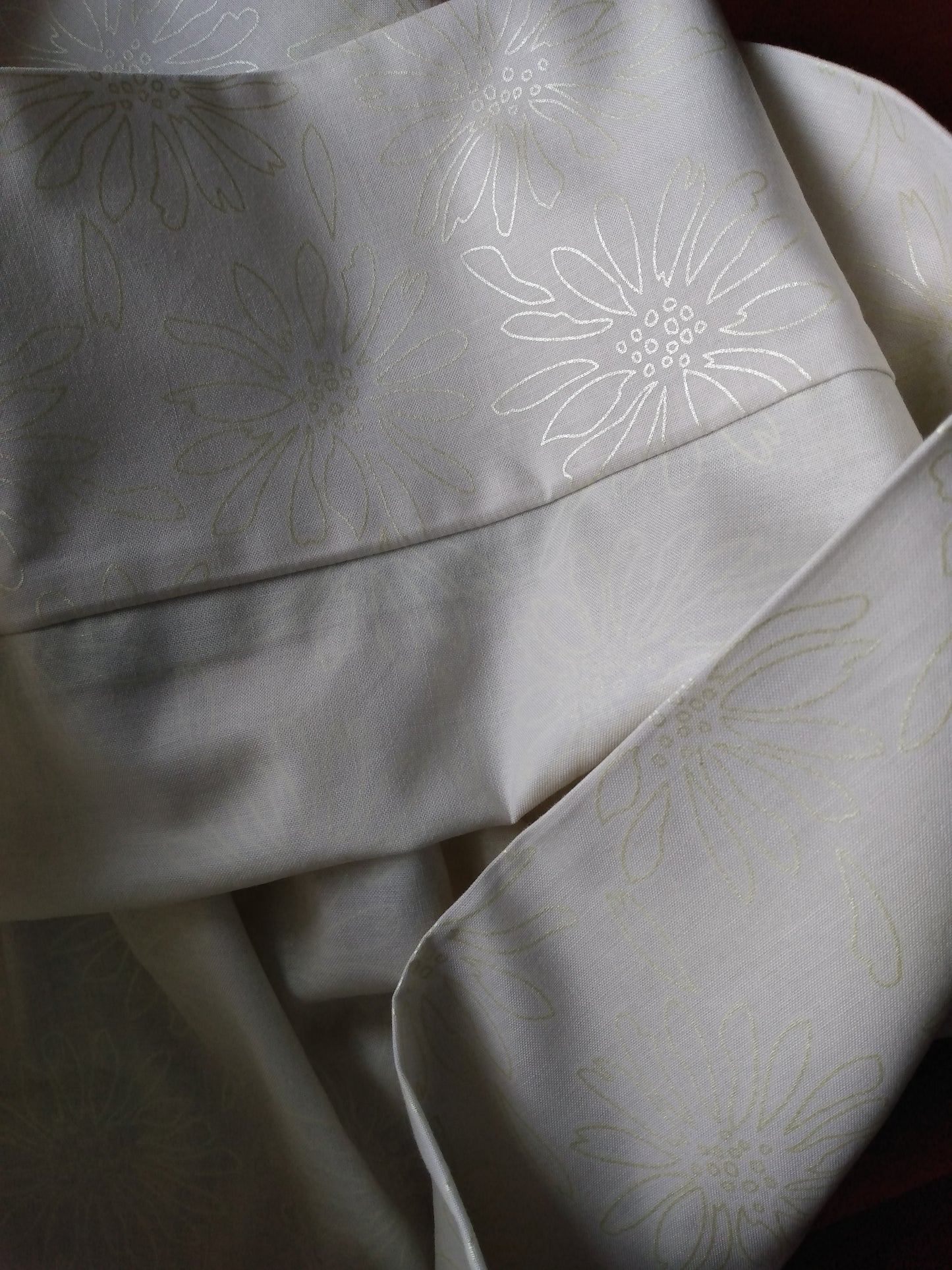 100% Cotton Pillowcase Cream Floral Green