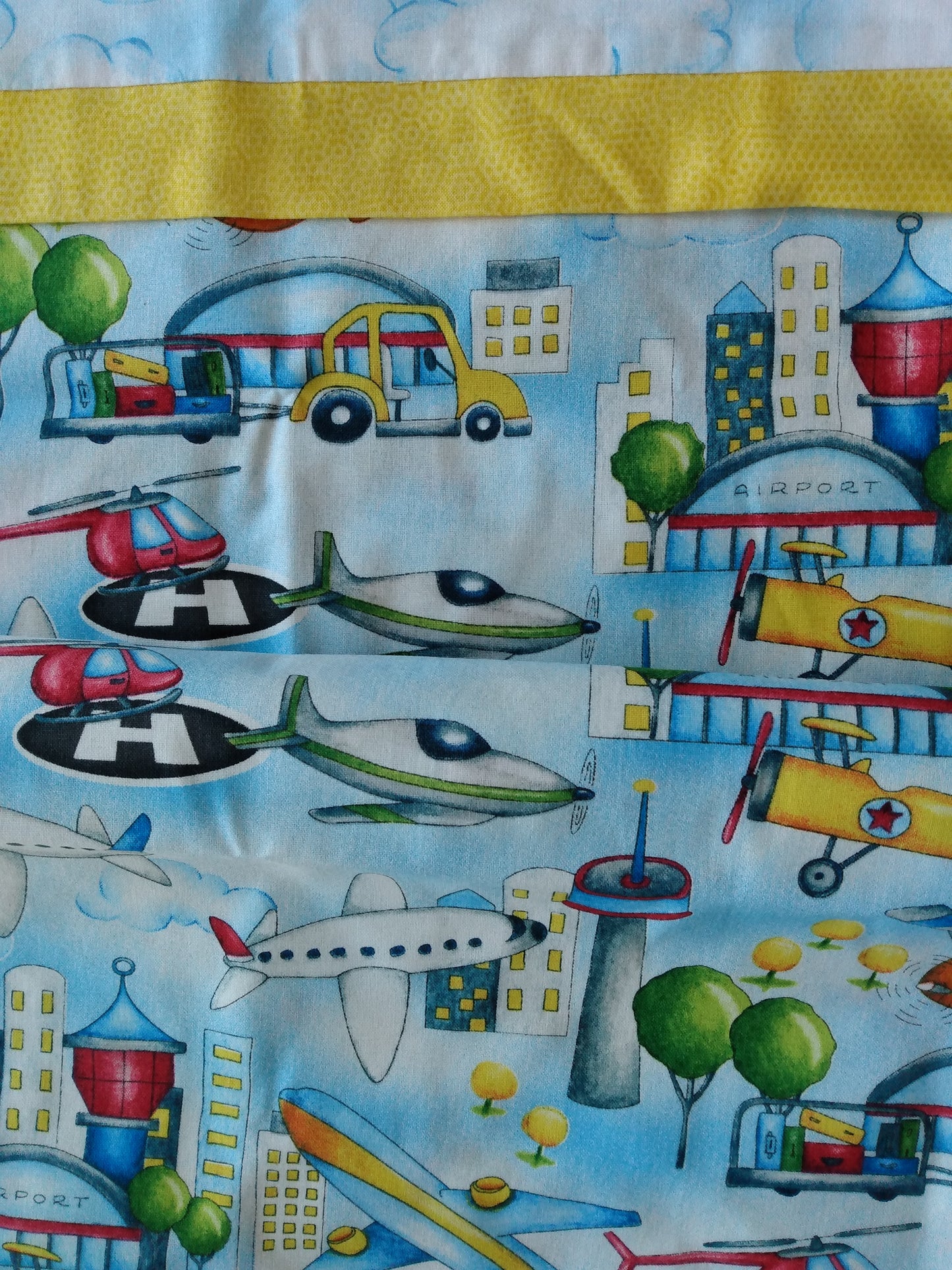 100% Cotton Pillowcase Light Blue Planes