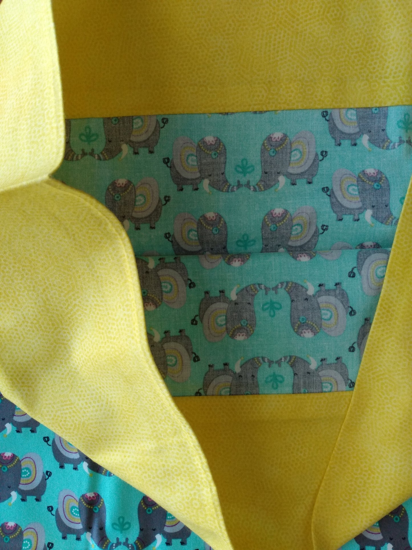 100% Cotton Pillowcase Elephants Yellow Teal