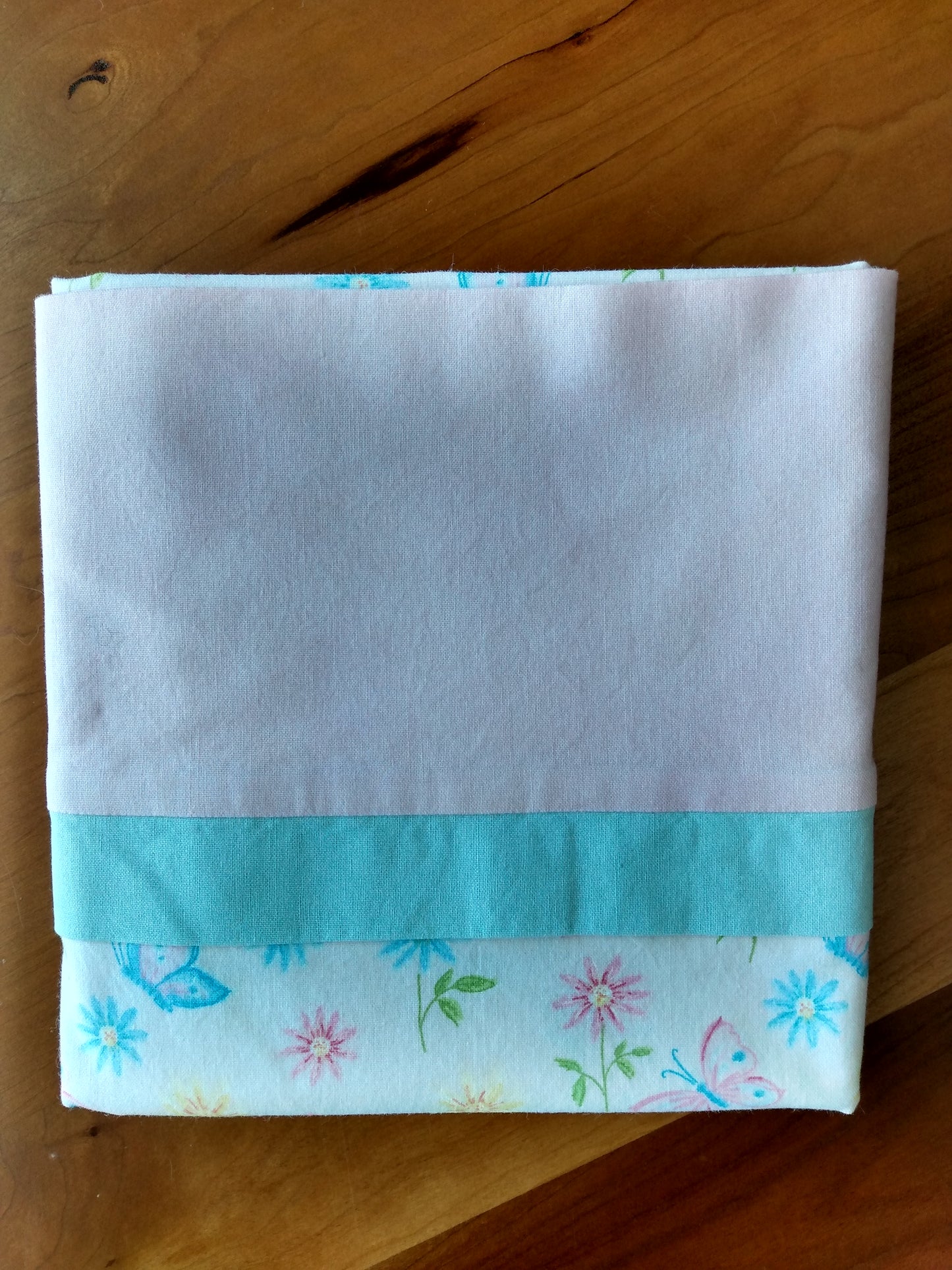 100% Cotton Pillowcase Pink Daisies Butterfly