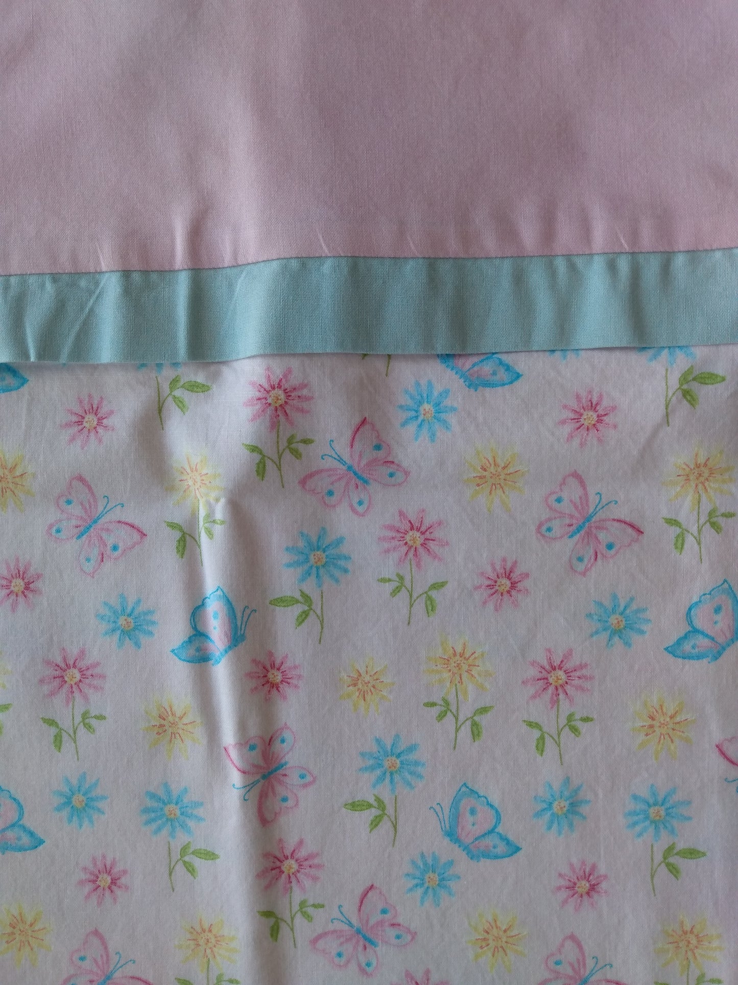 100% Cotton Pillowcase Pink Daisies Butterfly
