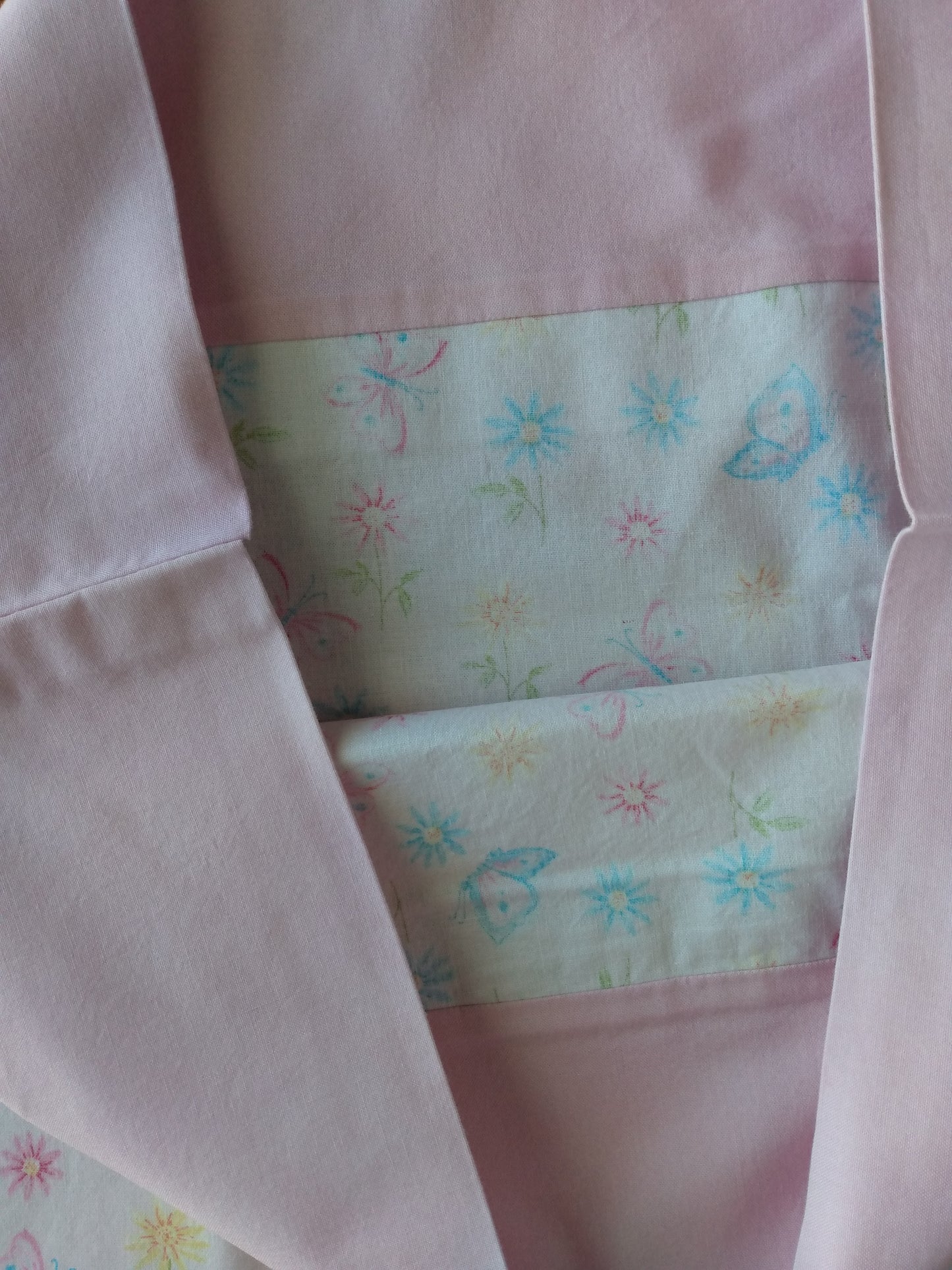 100% Cotton Pillowcase Pink Daisies Butterfly