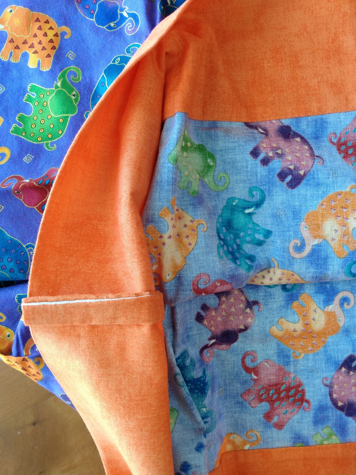 100% Cotton Pillowcase Elephants Purple Orange