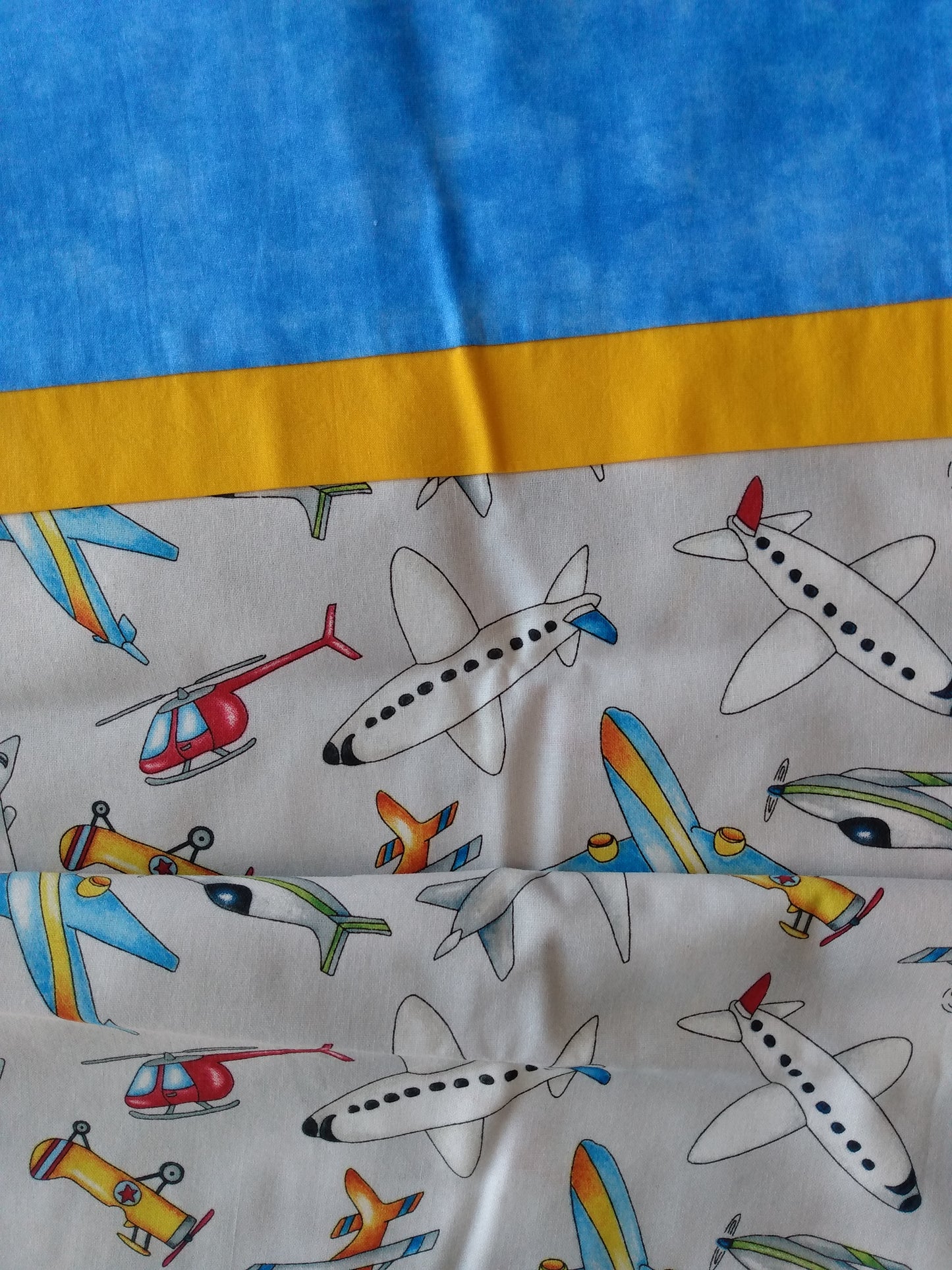 100% Cotton Pillowcase Blue Planes Helicopters